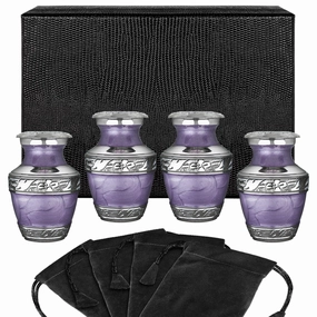 Eternal Peace Lavender Keepsake Cremation Urn for Human Ashes - Set of 4