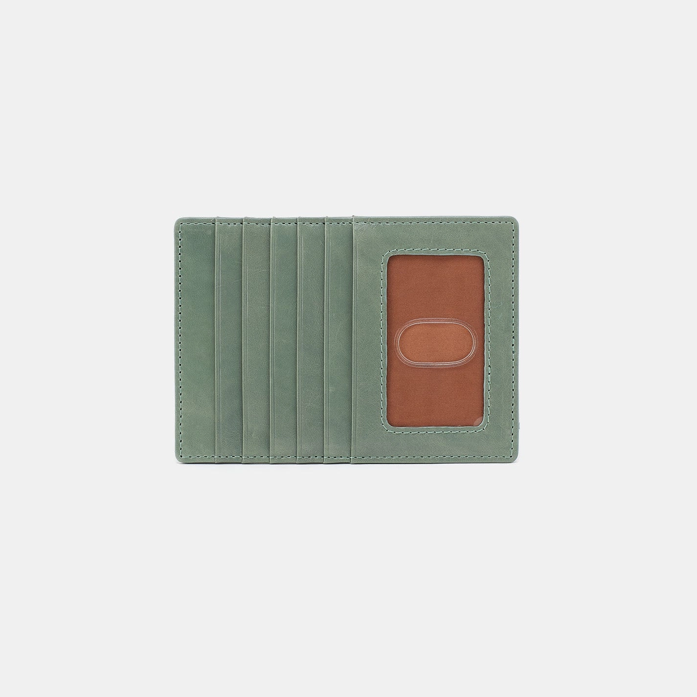 Euro Slide Card Case In Polished Leather - Jade
