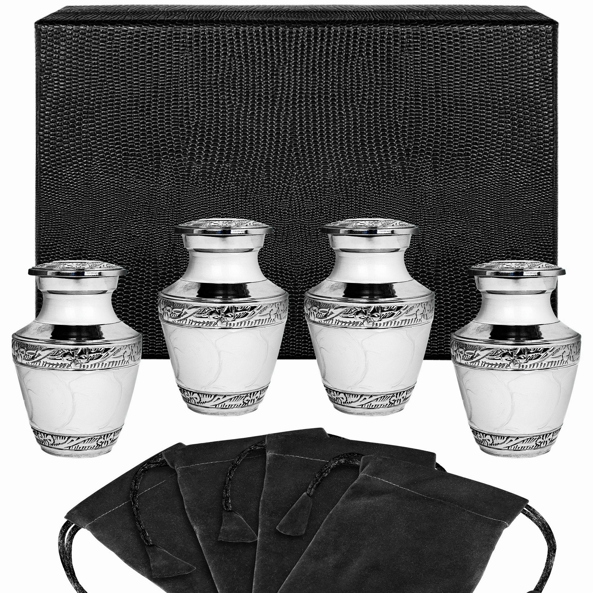 Everlasting Love White Keepsake Urns for Human Ashes - Set of 4