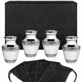 Everlasting Love White Keepsake Urns for Human Ashes - Set of 4