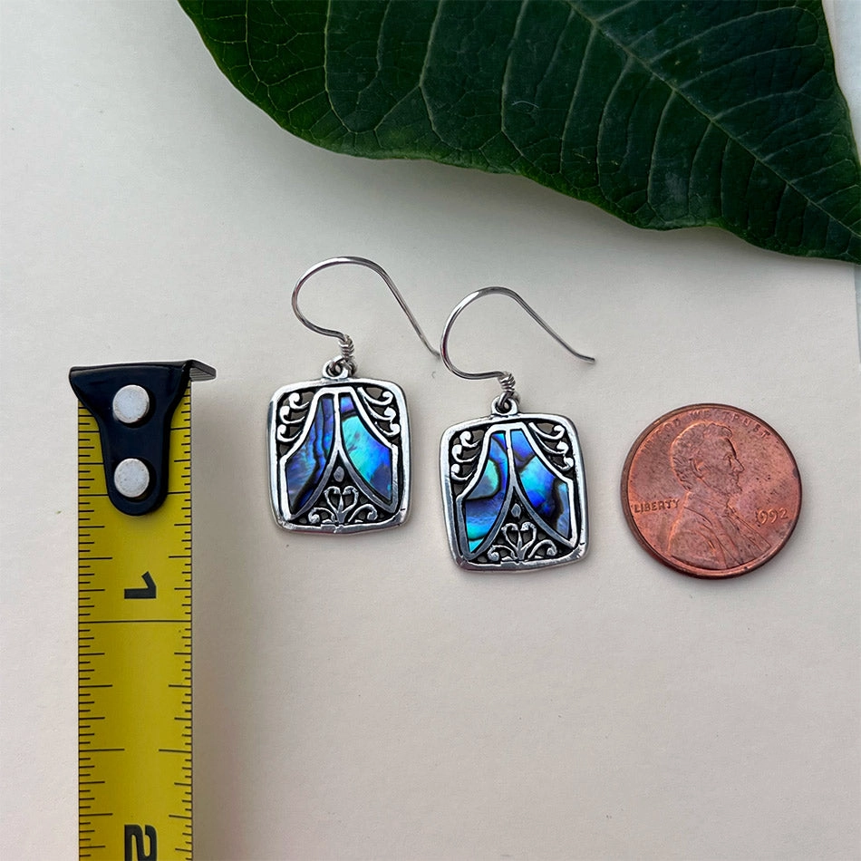 Fair And Square Abalone Earrings - Sterling Silver, Indonesia