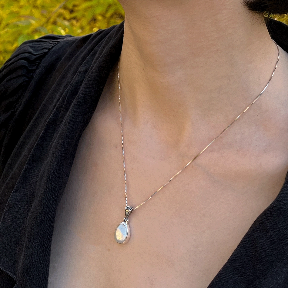Filigree Simplicity Pearl Necklace - Sterling Silver, Indonesia