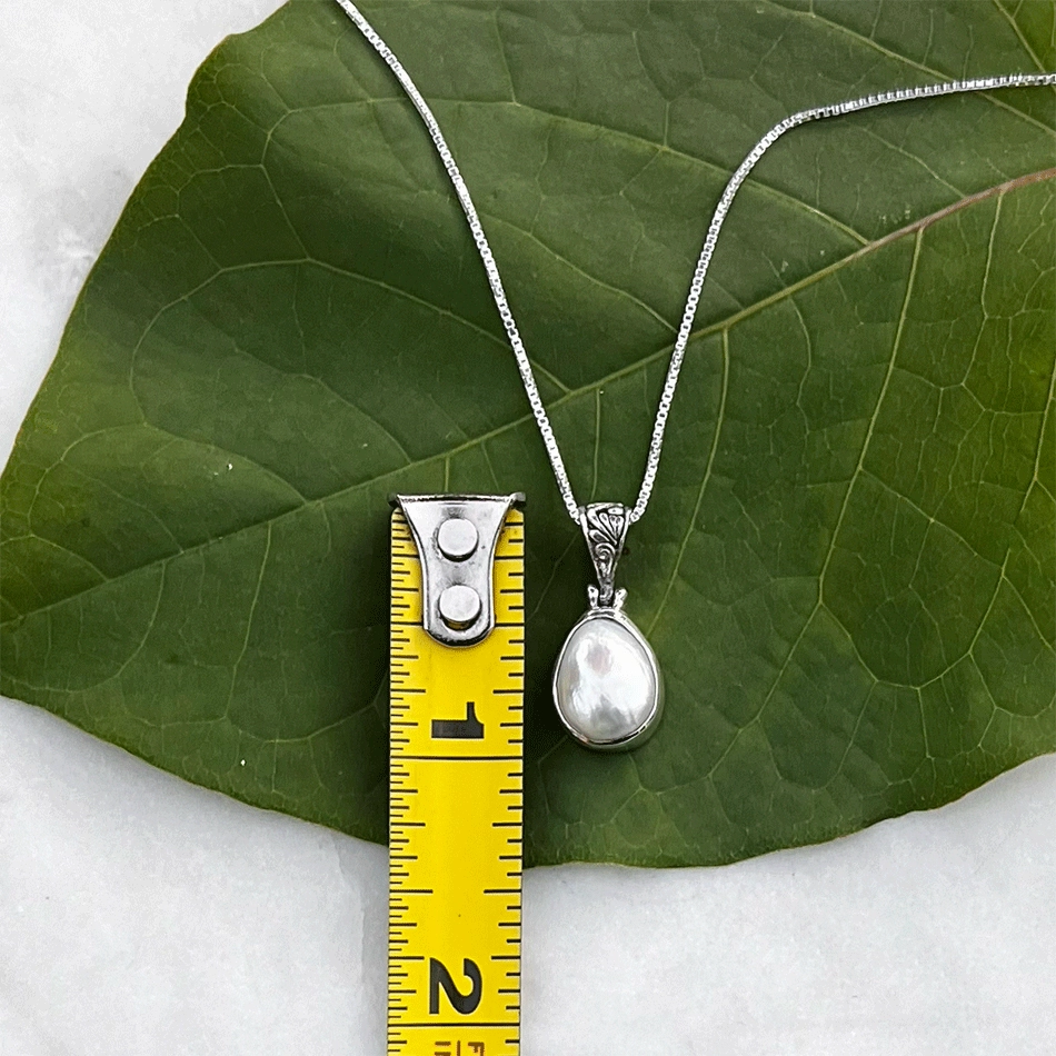 Filigree Simplicity Pearl Necklace - Sterling Silver, Indonesia