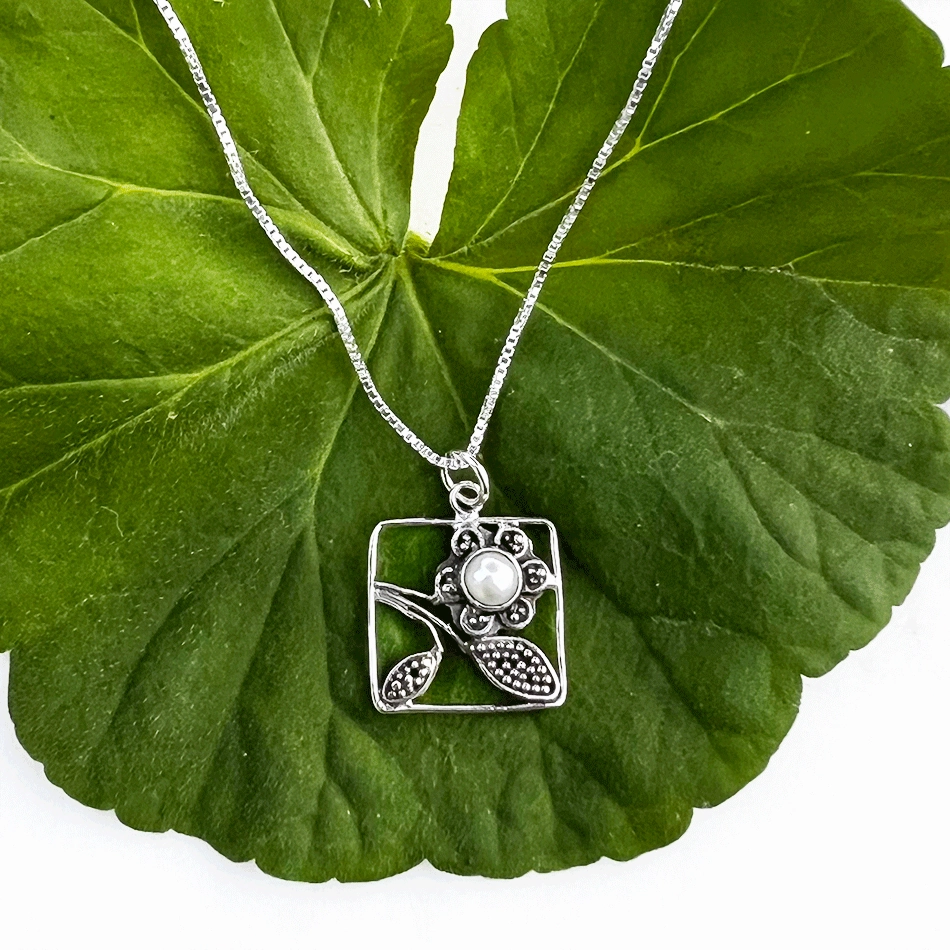 Flower Box Pearl Necklace - Sterling Silver, Indonesia