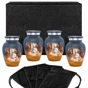 Free Horses Small Keepsake Urns for Human Ashes - Set of 4
