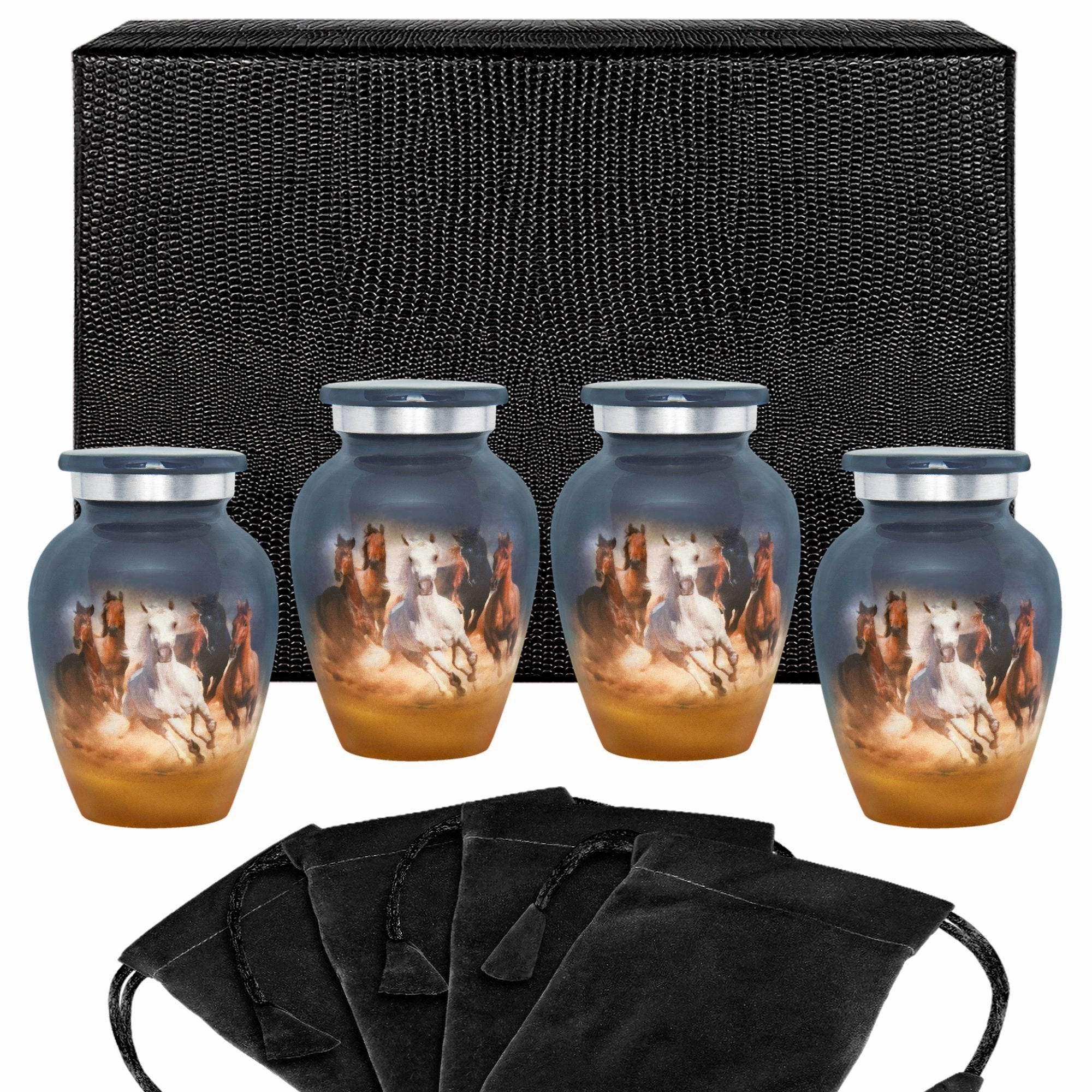 Free Horses Small Keepsake Urns for Human Ashes - Set of 4