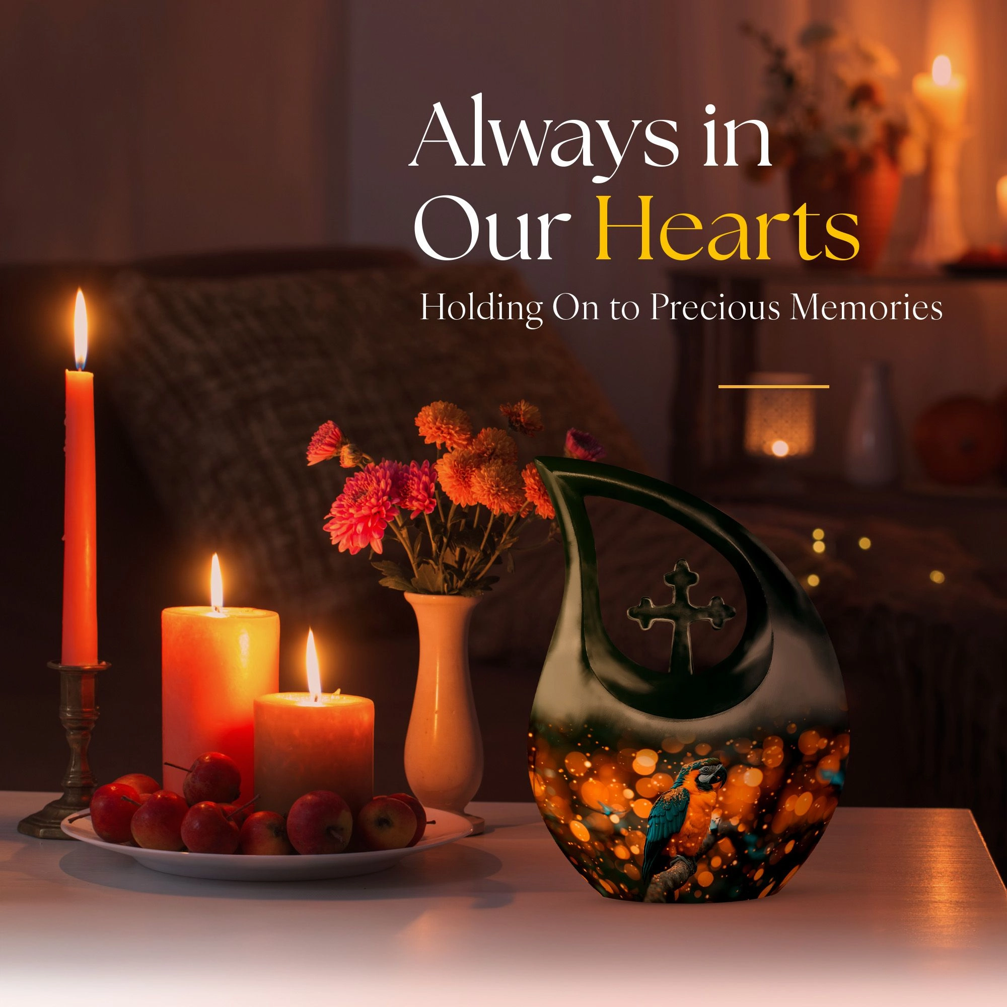 Golden Twilight Urn: Large & Elegant Memorial Tribute Urn