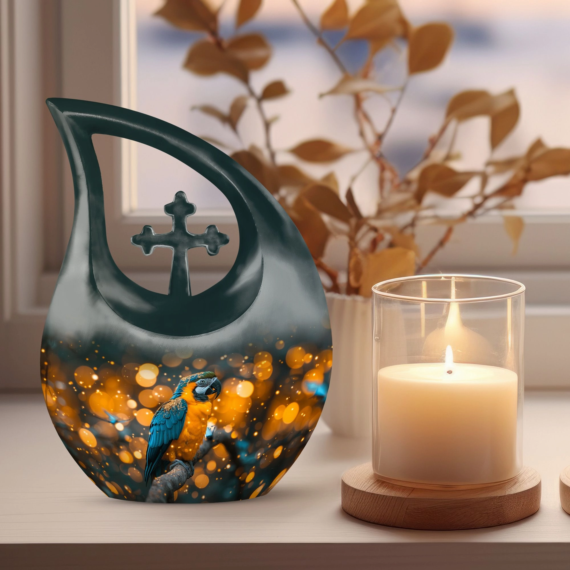 Golden Twilight Urn: Large & Elegant Memorial Tribute Urn
