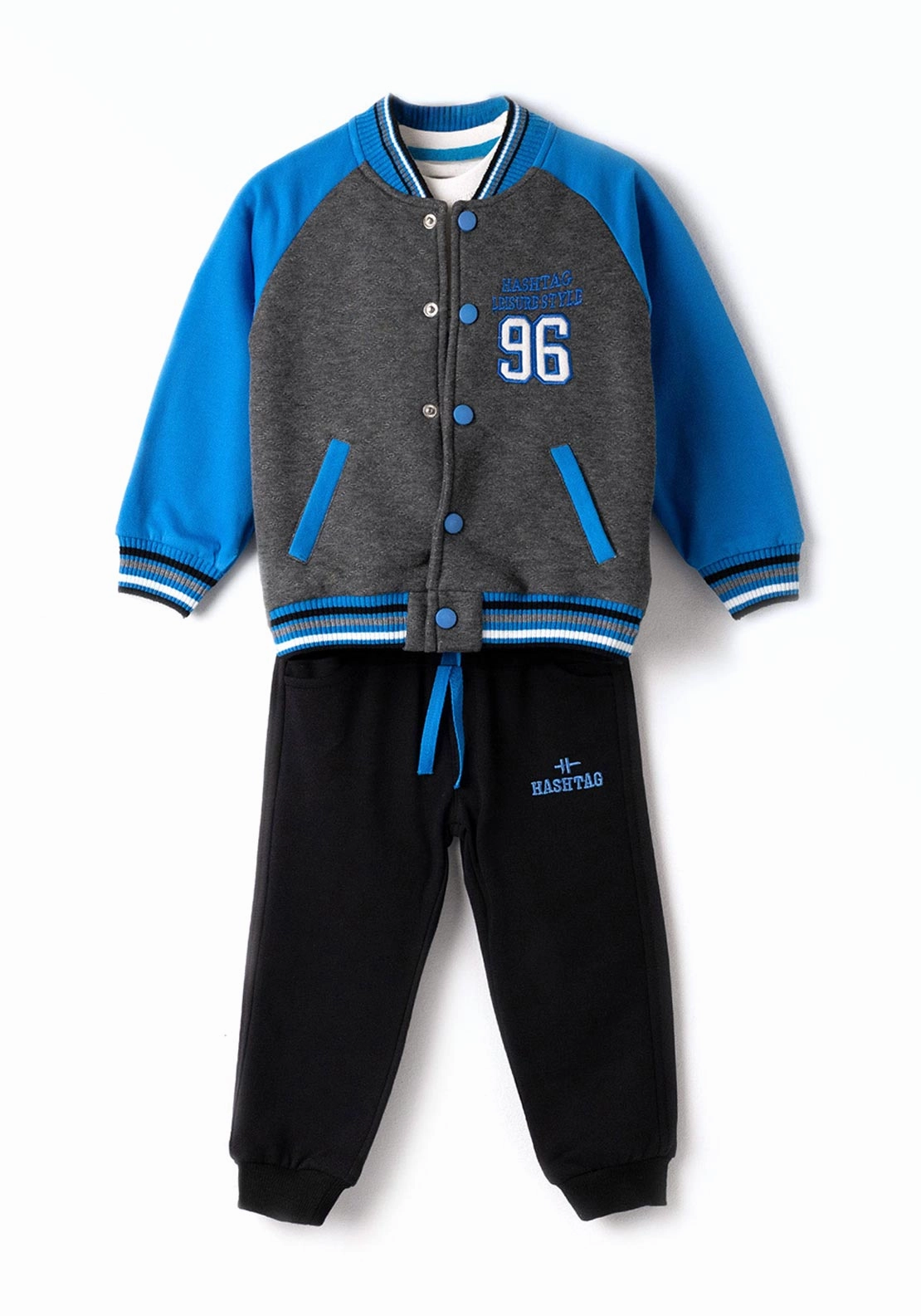 Hashtag Mini Boy Three Piece Leisure Tracksuit, Blue