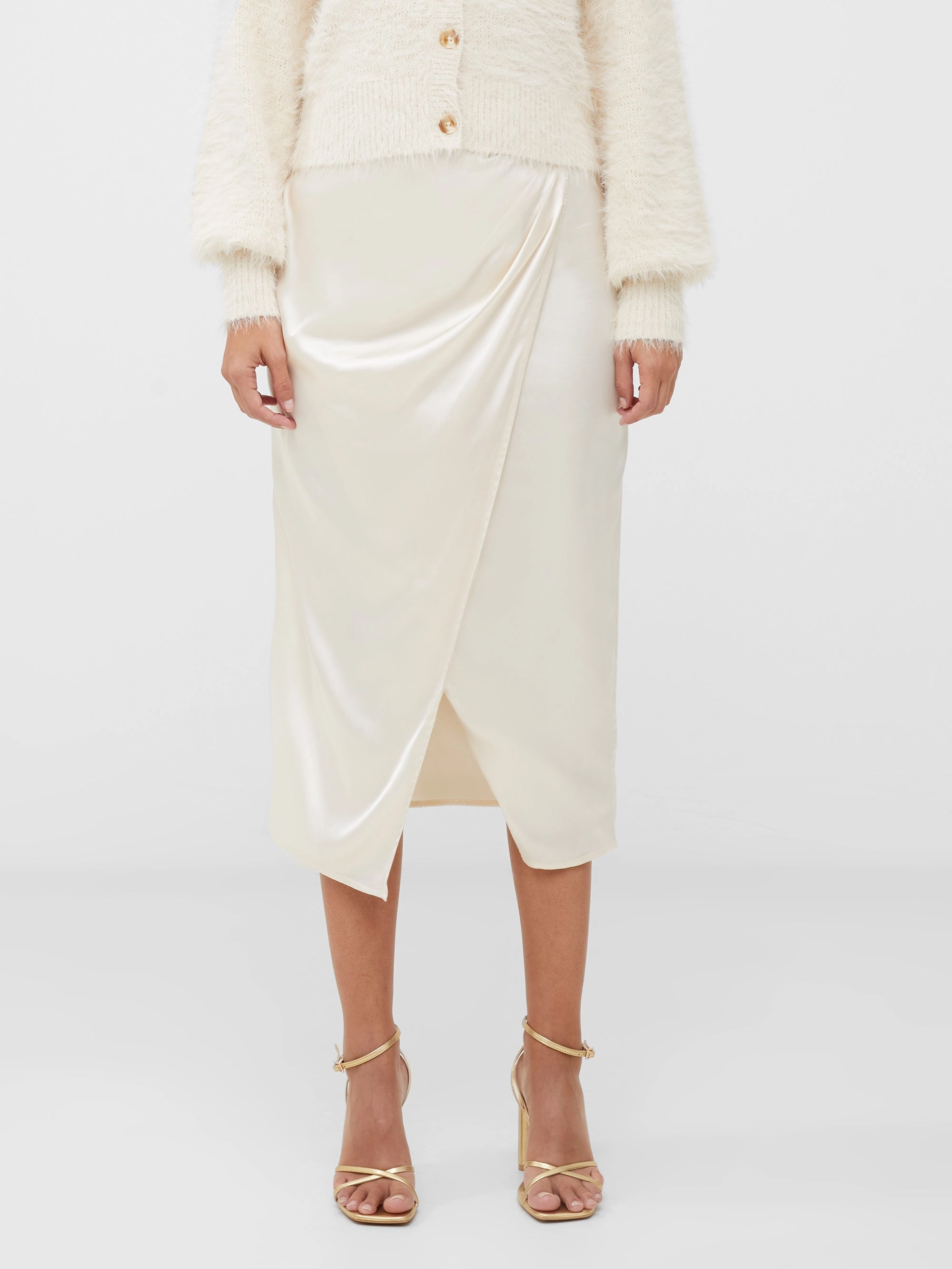 Inu Satin Wrap Midi Skirt