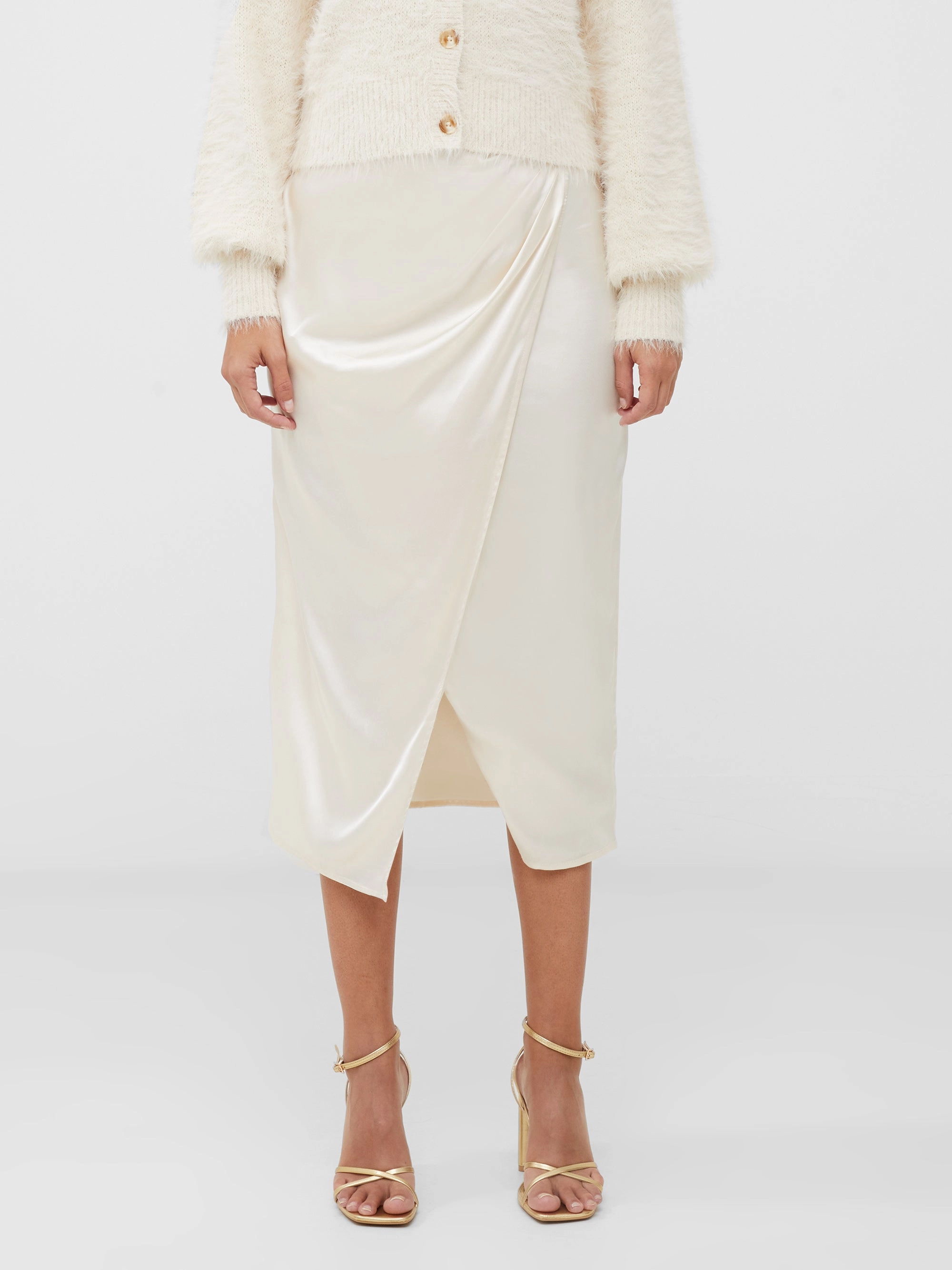 Inu Satin Wrap Midi Skirt