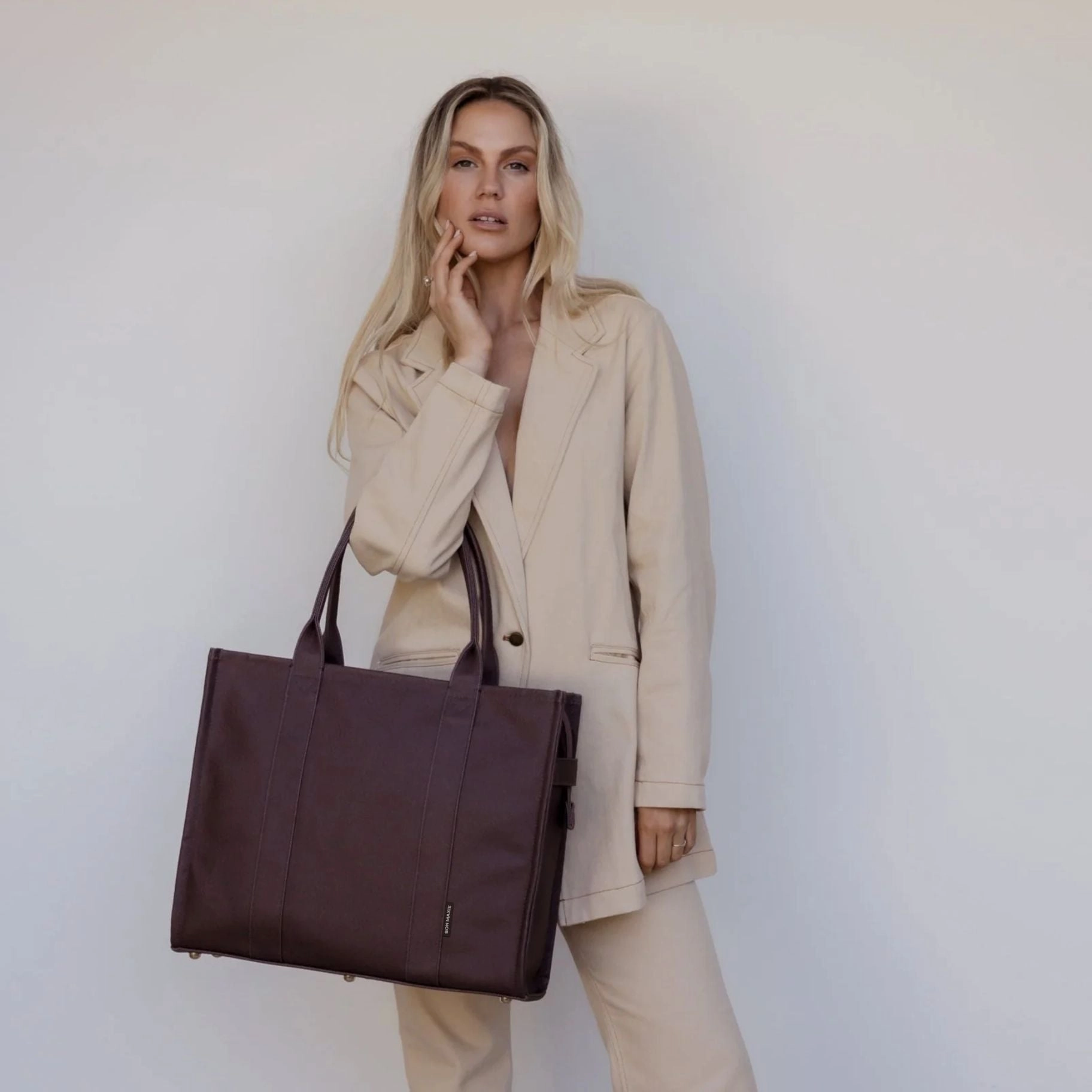 Large Bon Vivant Structured Tote Bag -- Chocolate