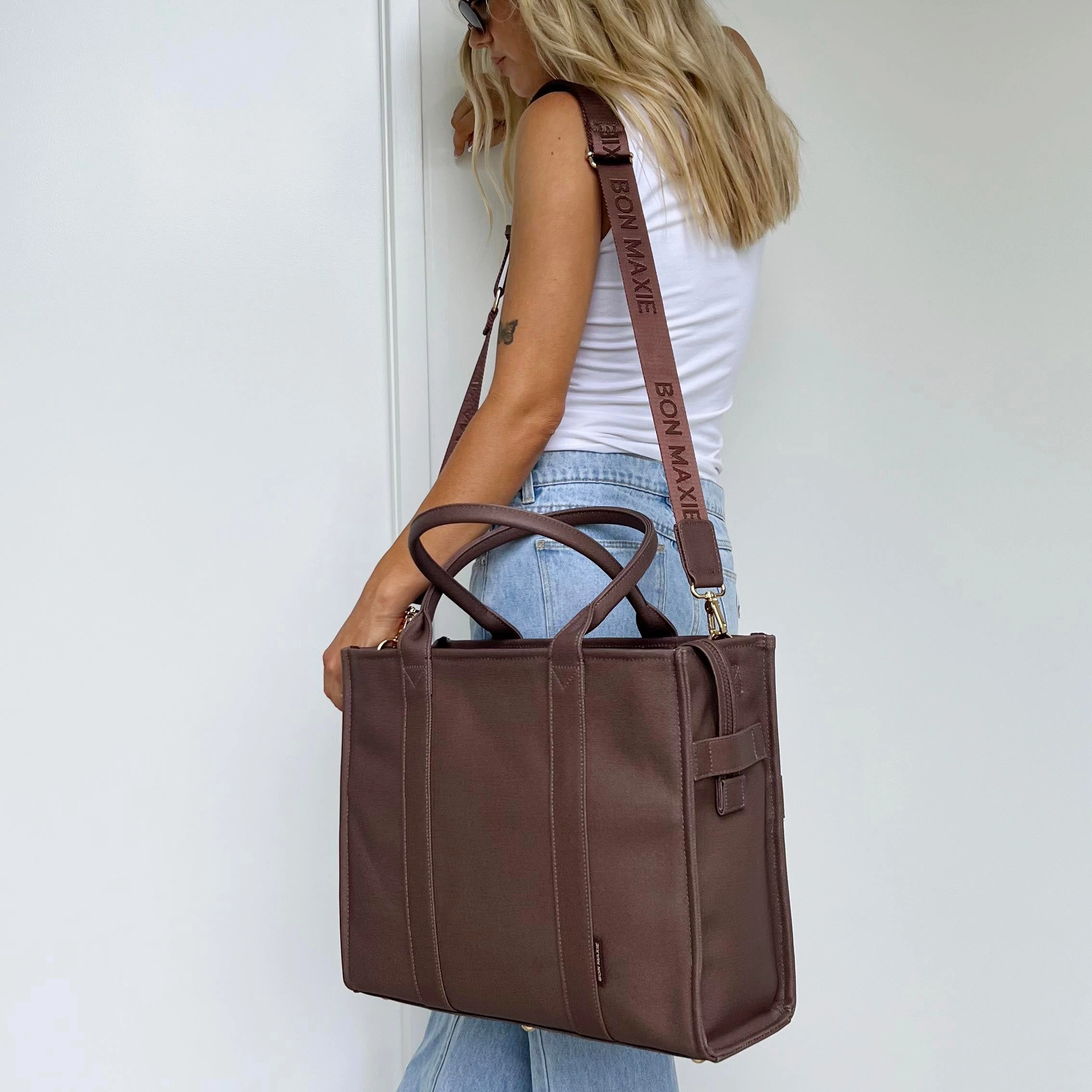 Large Bon Vivant Structured Tote Bag -- Chocolate