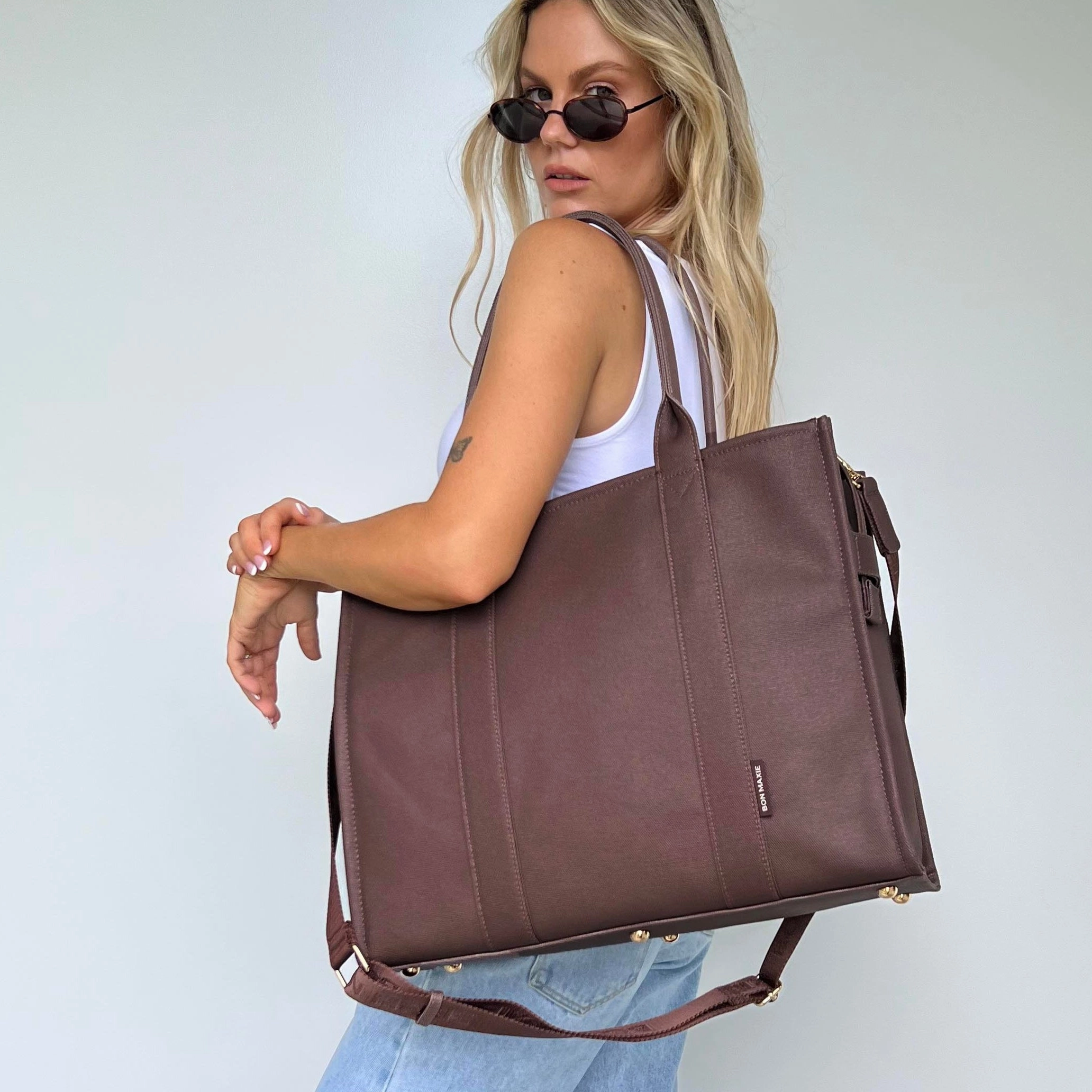 Large Bon Vivant Structured Tote Bag -- Chocolate