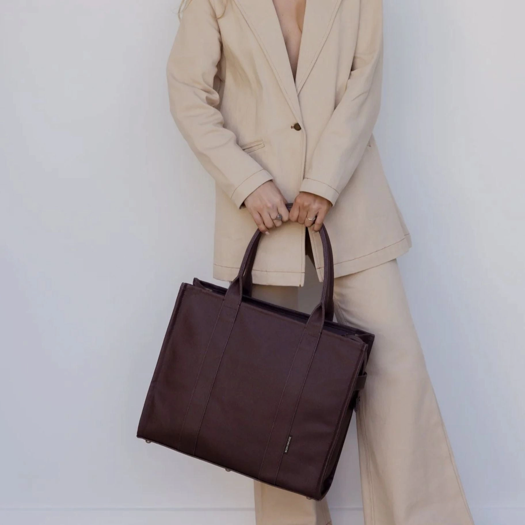 Large Bon Vivant Structured Tote Bag -- Chocolate