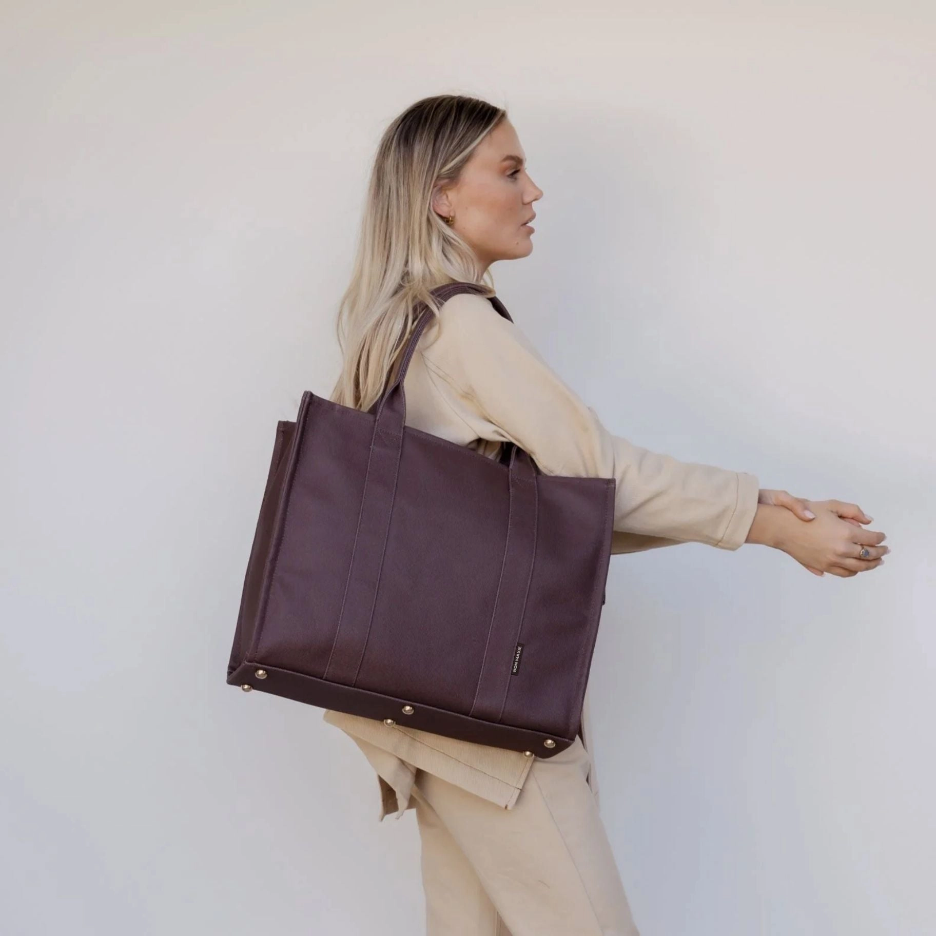 Large Bon Vivant Structured Tote Bag -- Chocolate