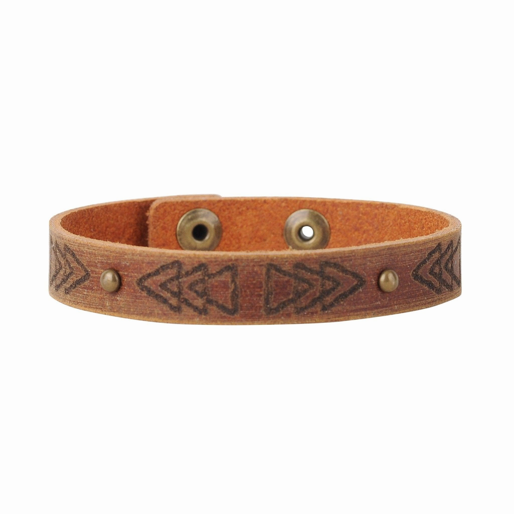 Laser Tooling Triangles Leather Bracelet