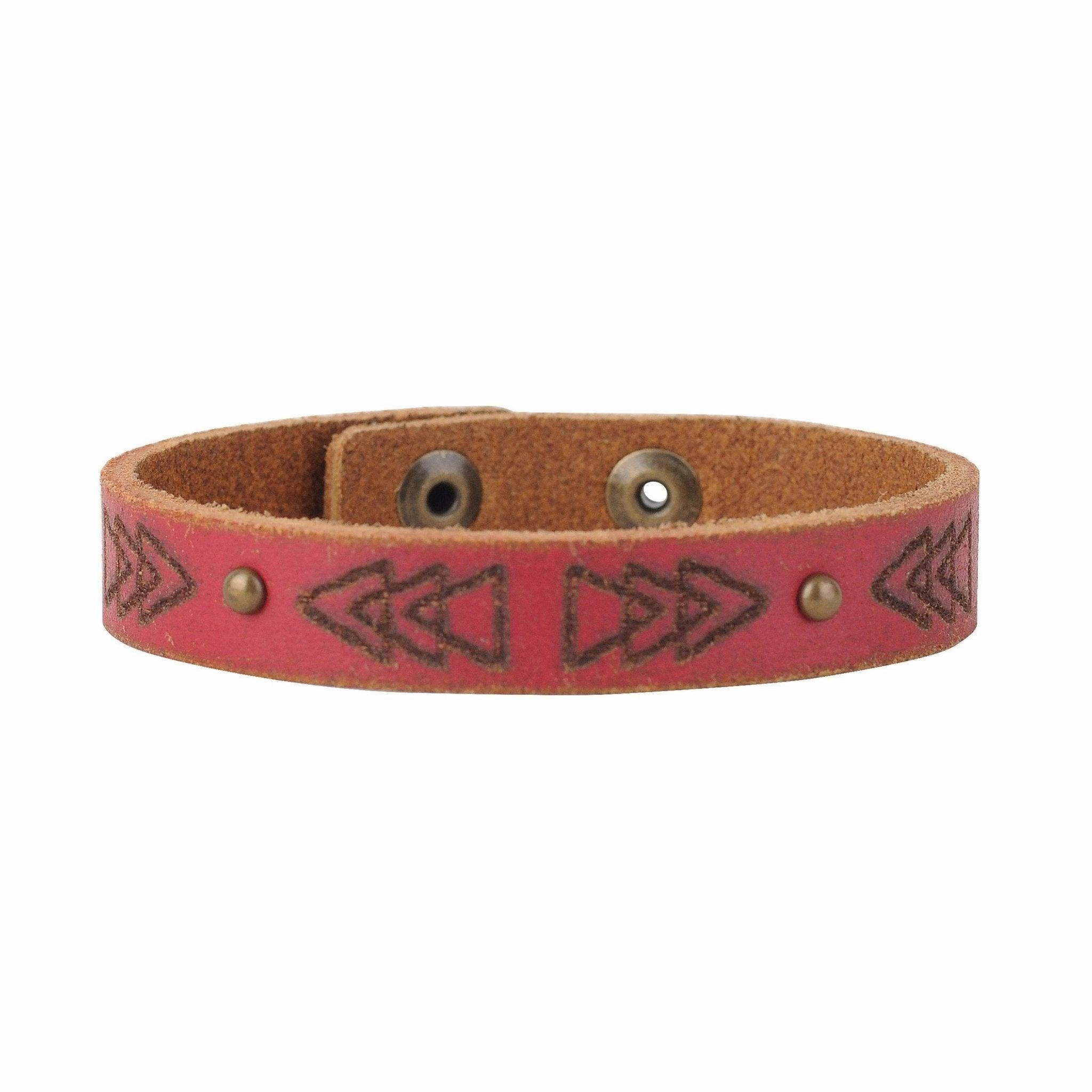 Laser Tooling Triangles Leather Bracelet