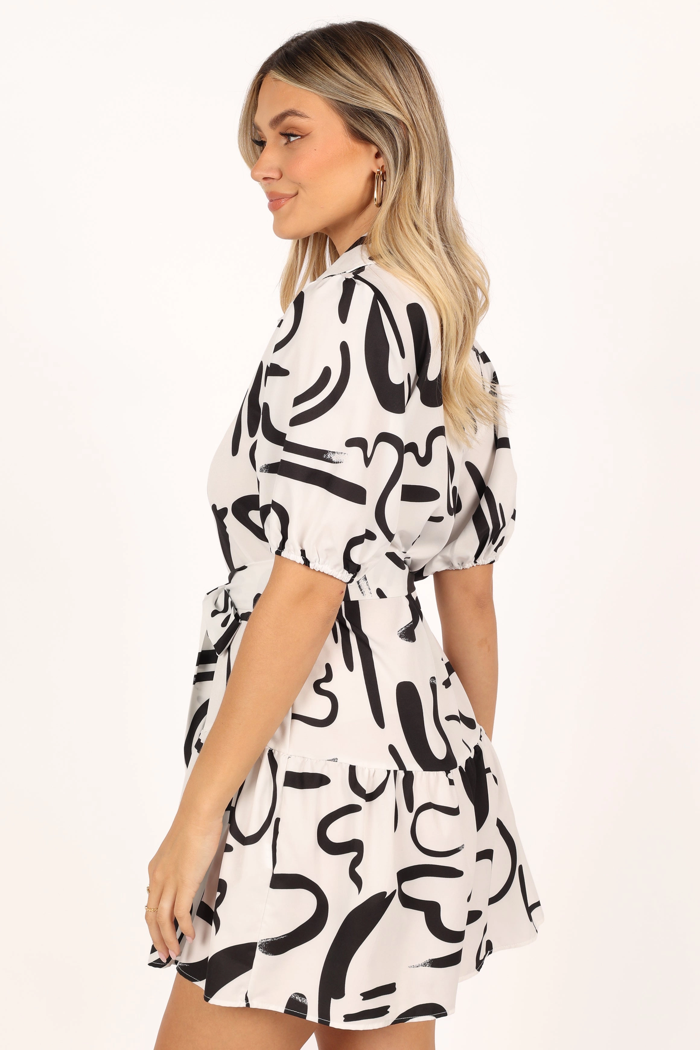 Madri Mini Dress - White Black