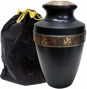 Majestic Black Extra Large Cremation Urn for Human Ashes Up to 300 Pounds