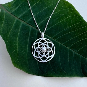 Mandala Pearl Necklace - Sterling Silver, Indonesia