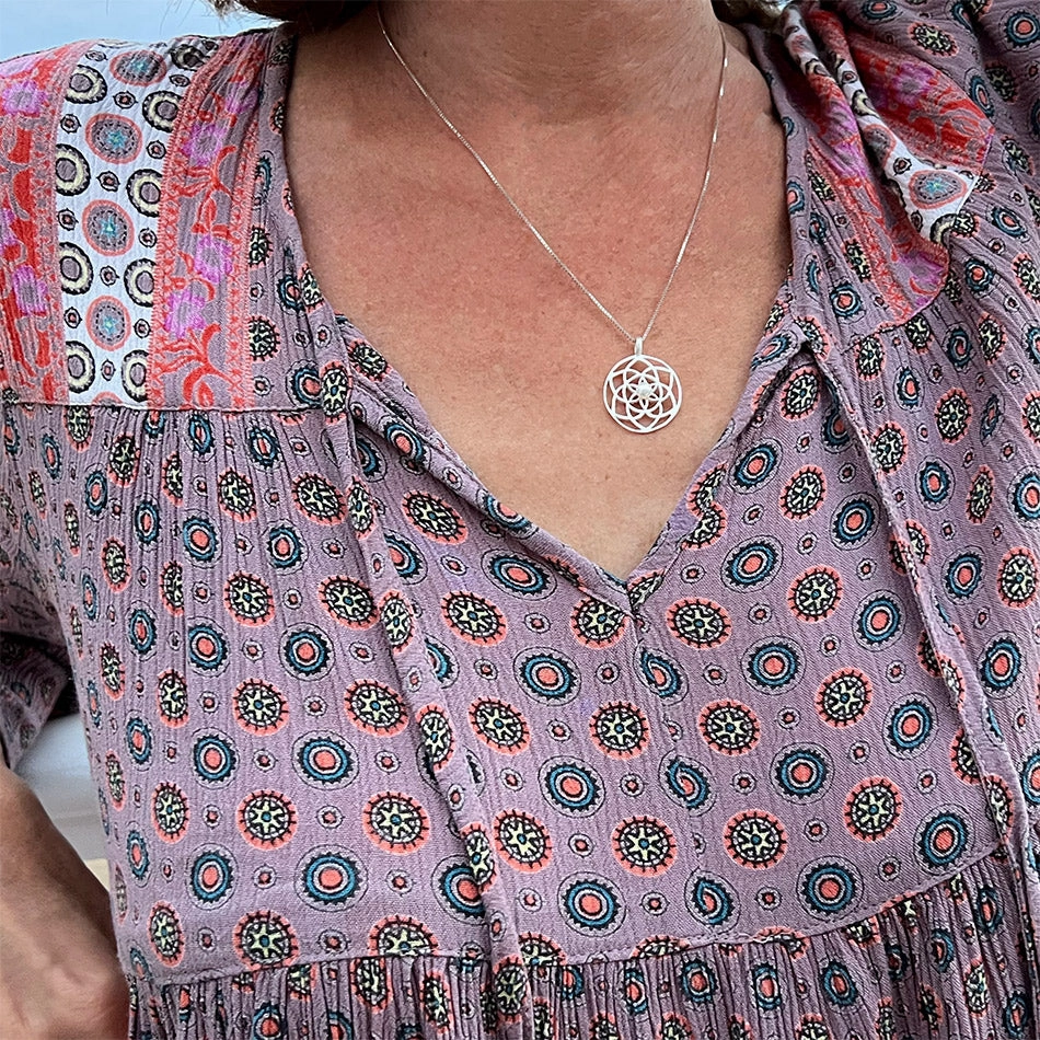 Mandala Pearl Necklace - Sterling Silver, Indonesia