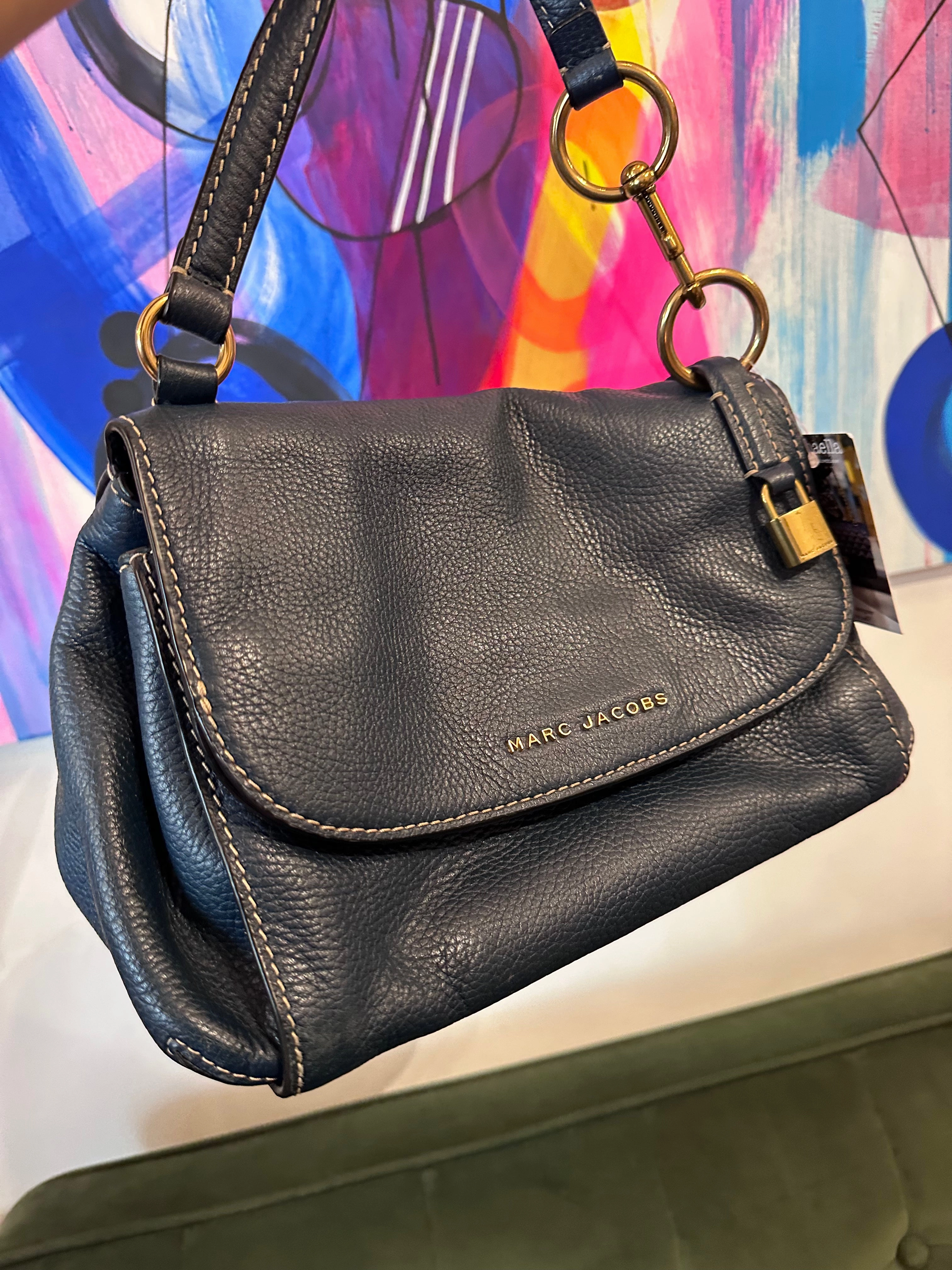 Marc Jacobs Navy Textured Leather Boho Grind Crossbody
