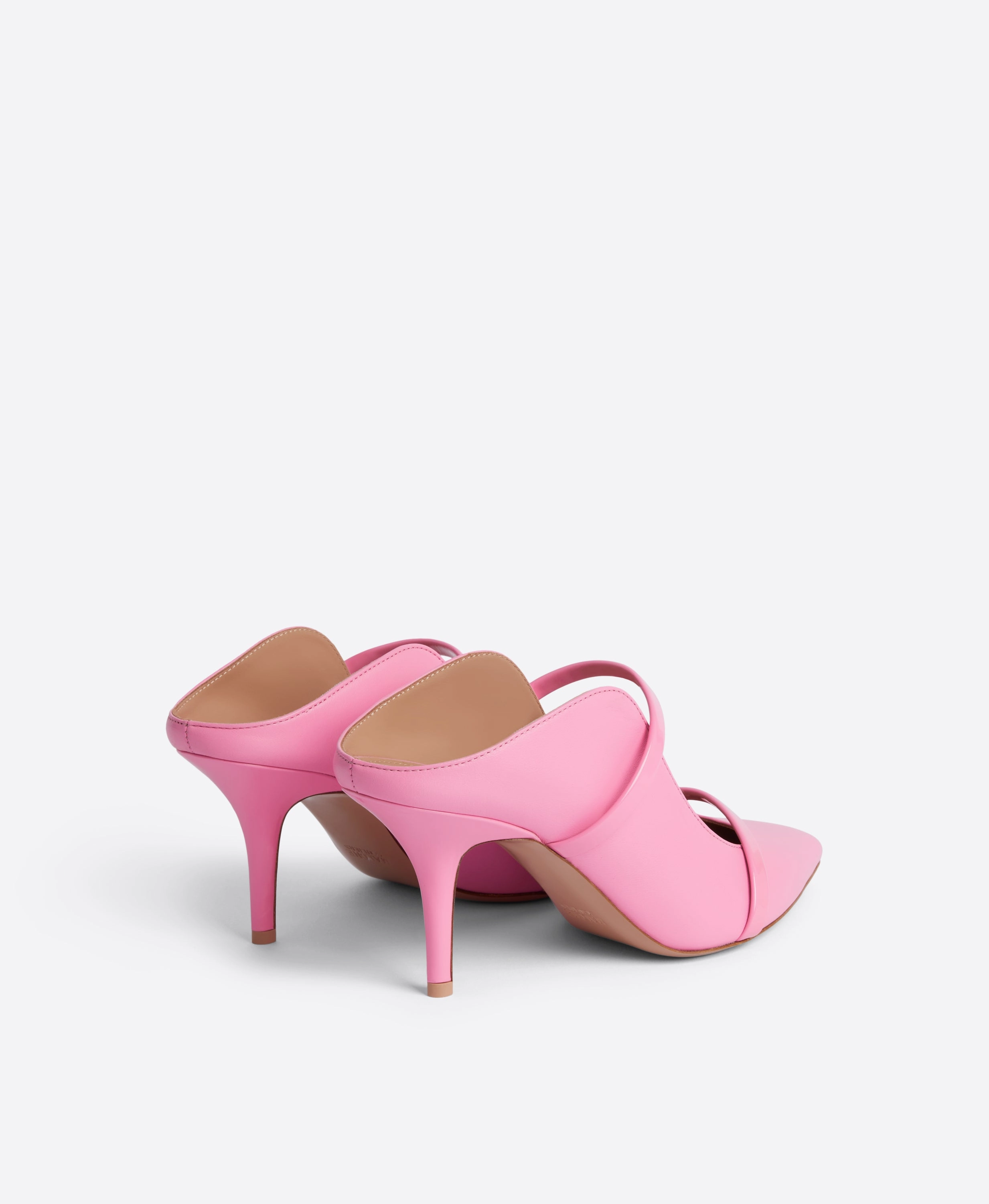 Maureen 70 Pink Leather Heeled Mules