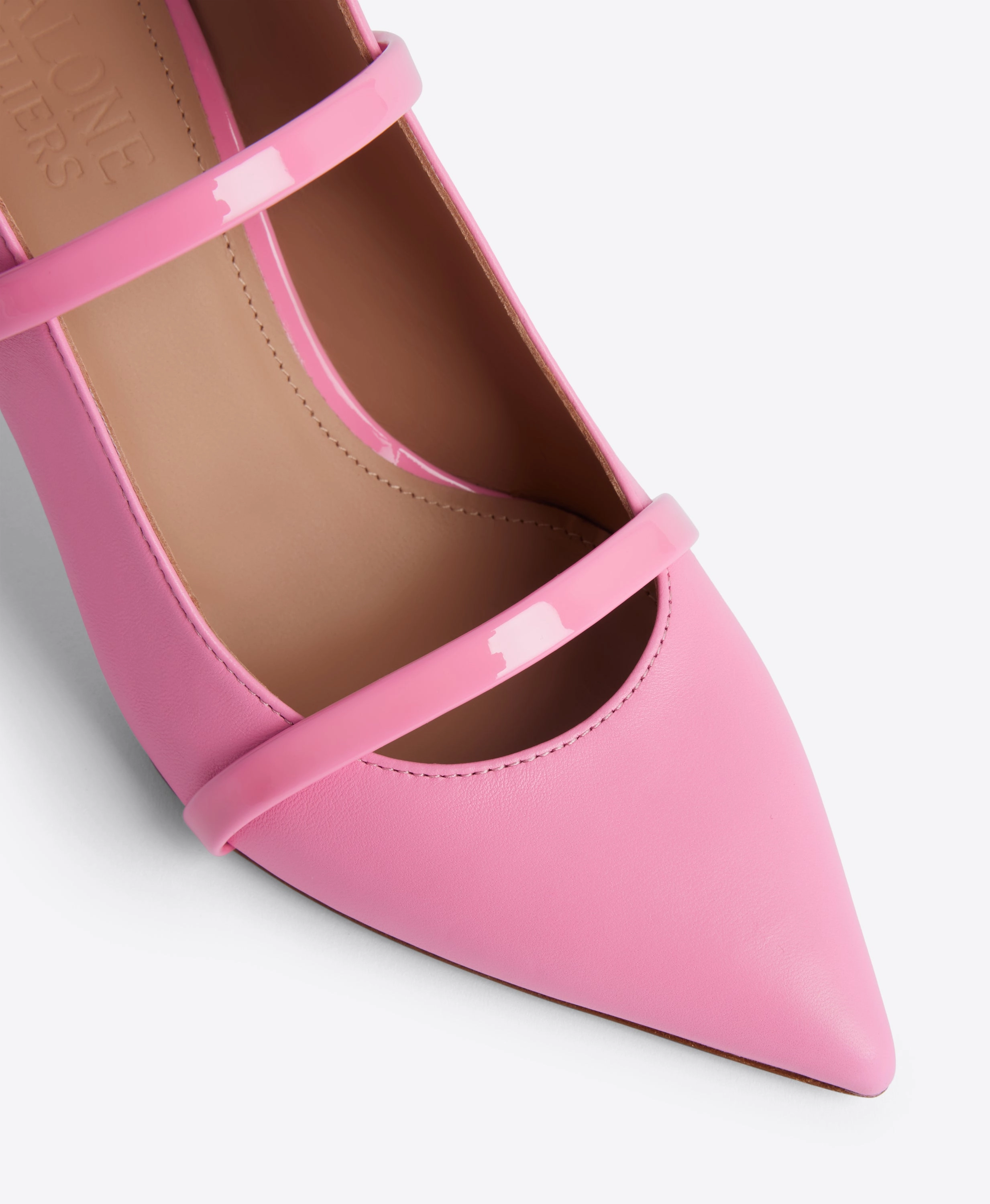 Maureen 70 Pink Leather Heeled Mules