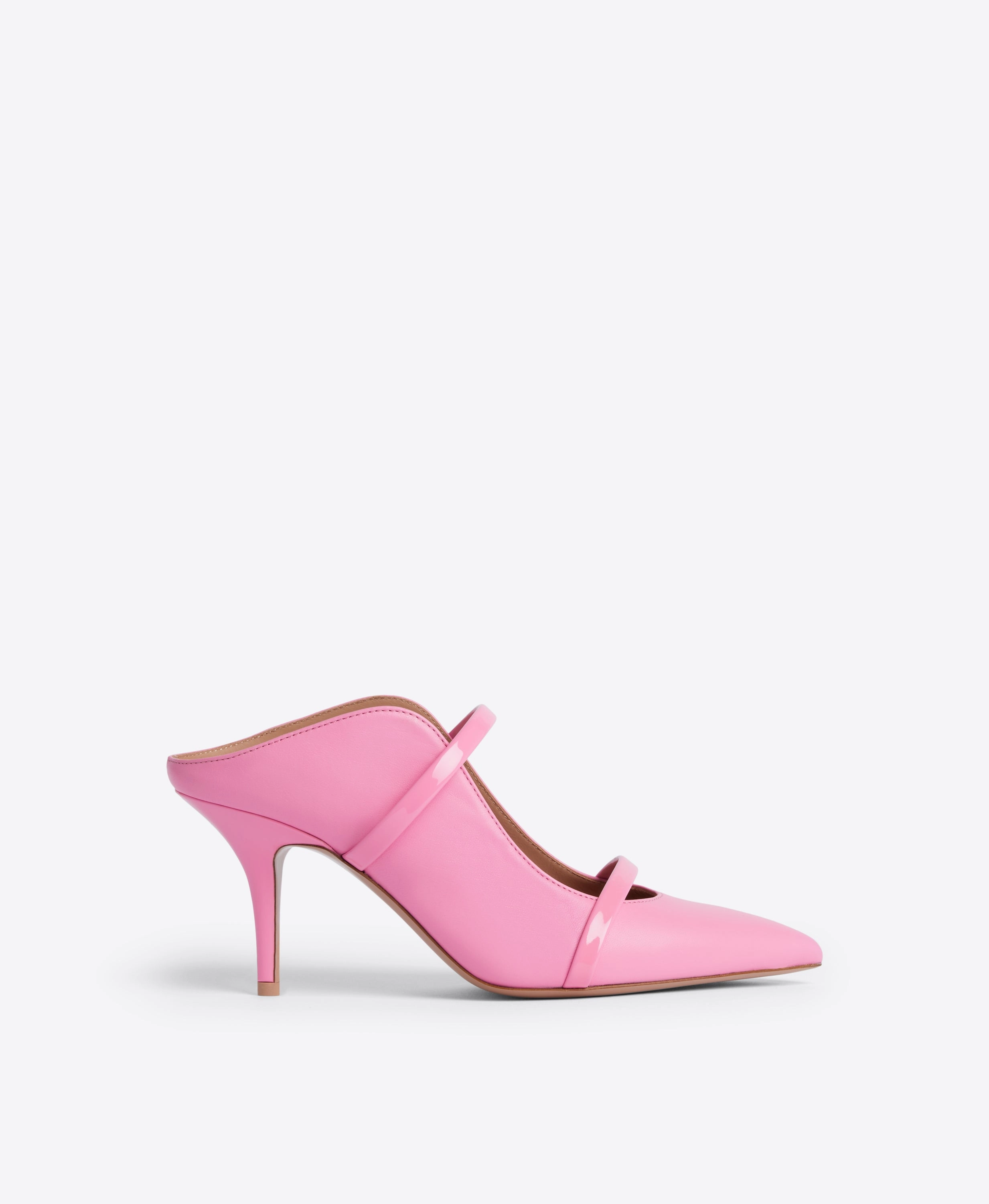 Maureen 70 Pink Leather Heeled Mules