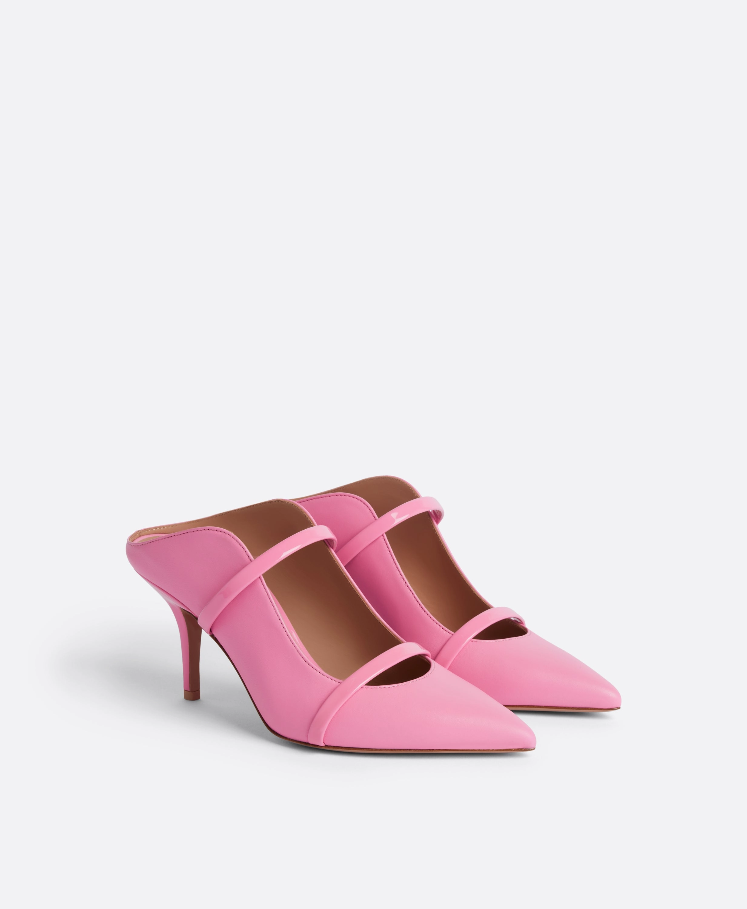 Maureen 70 Pink Leather Heeled Mules