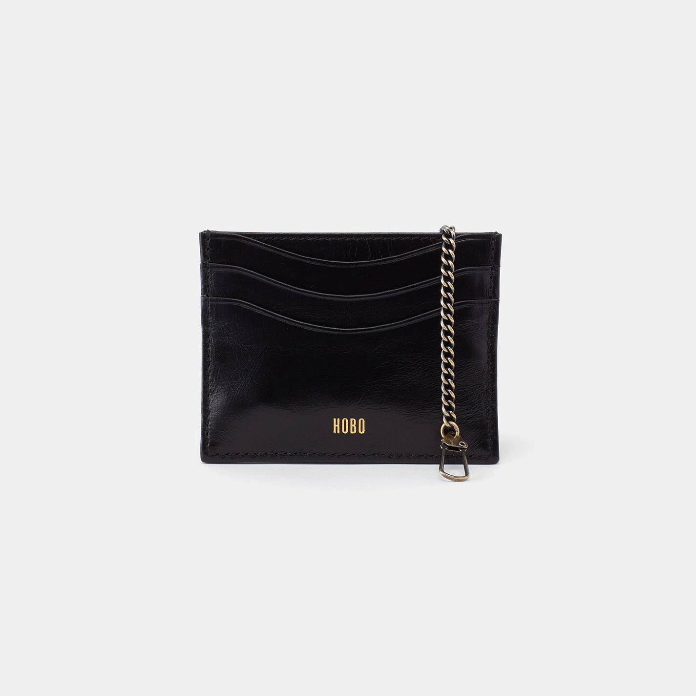 Max Card Case In Polished Leather - Black