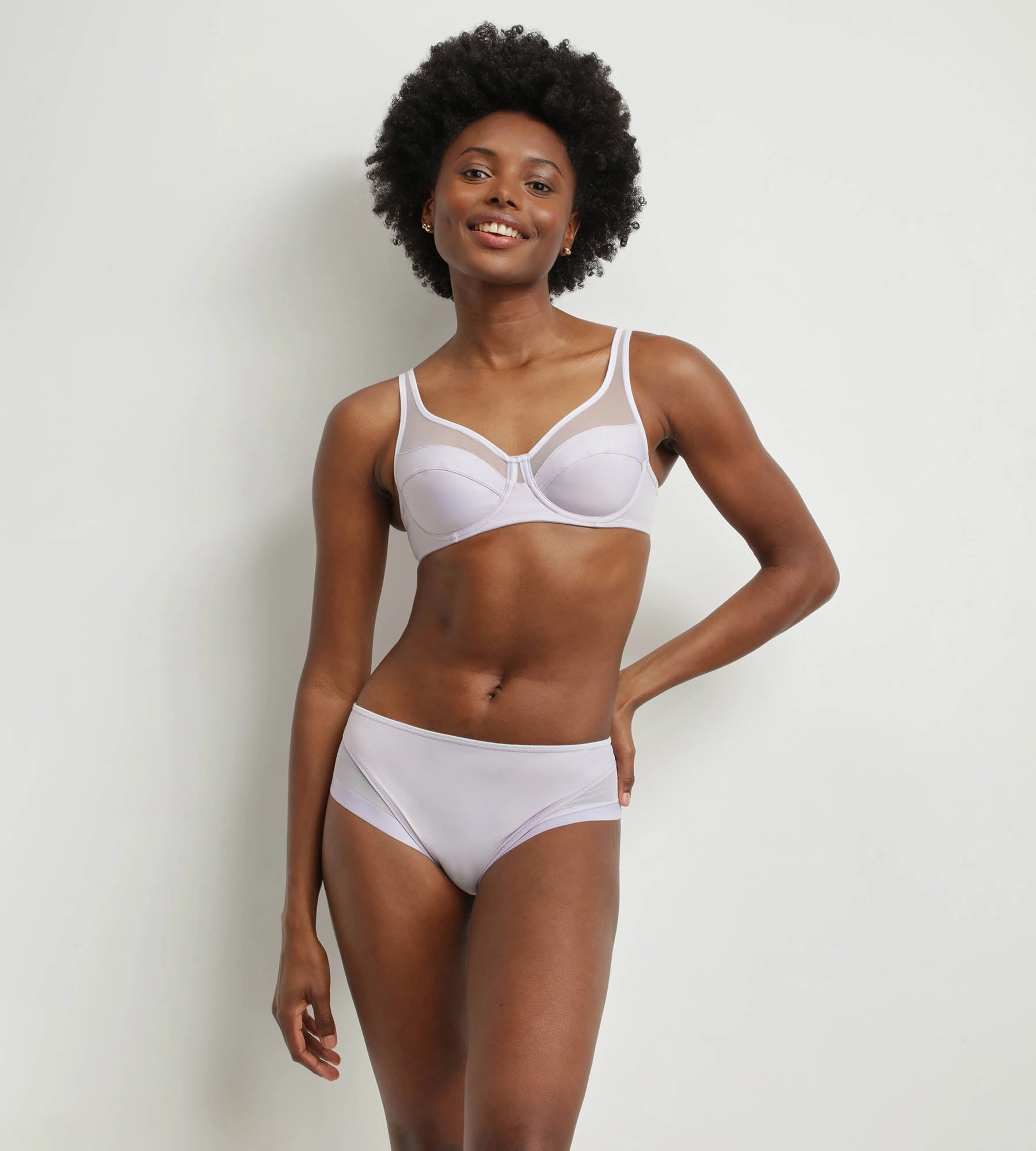 Microfibre and tulle Violet Grey midi panties Dim Generous