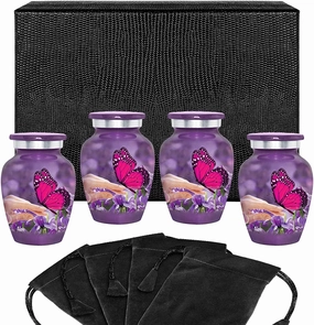 Mystic Butterfly Small Keepsake Urns for Human Ashes - Set of 4