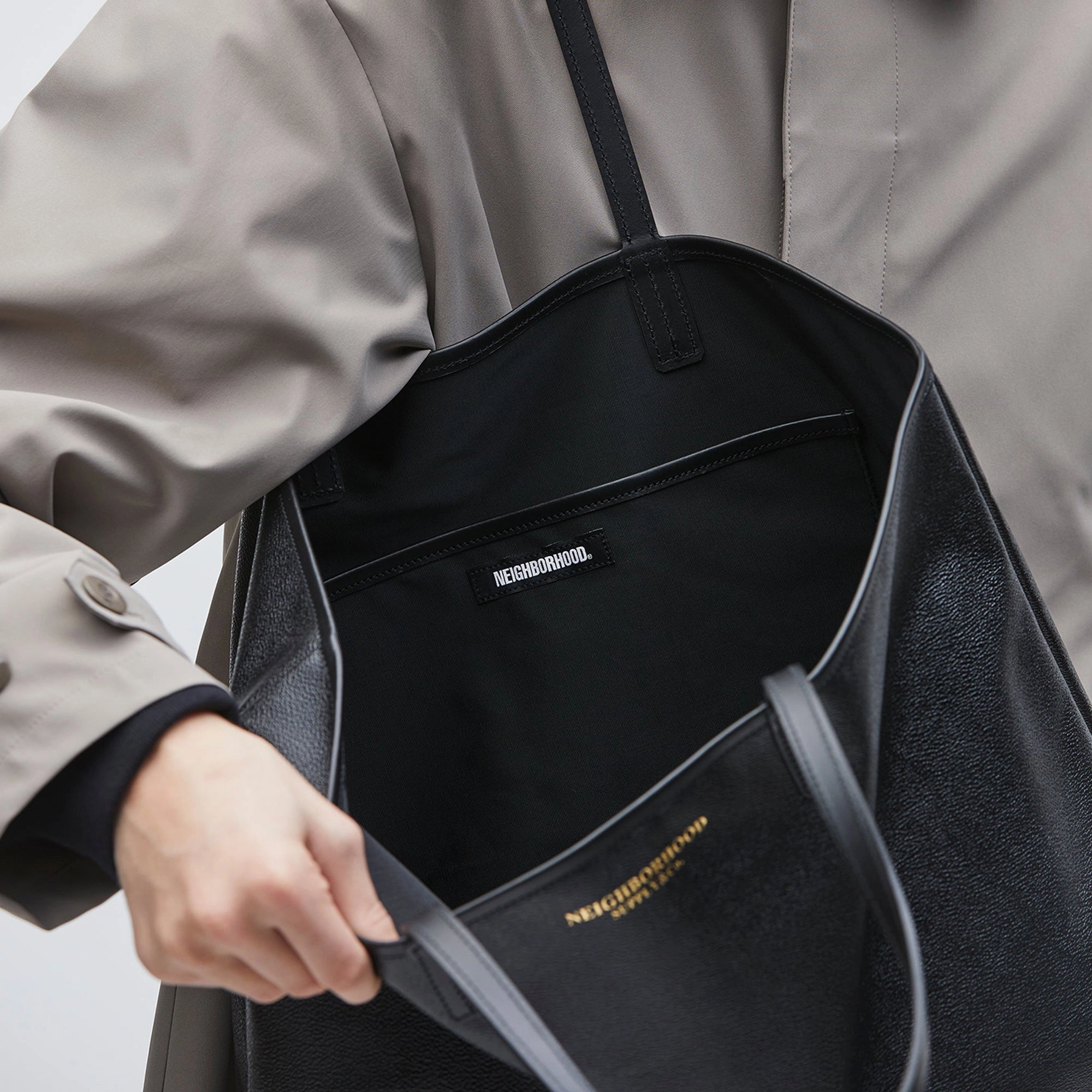 Neighborhood Coated Tote Bag Black  251TQNH-CG01