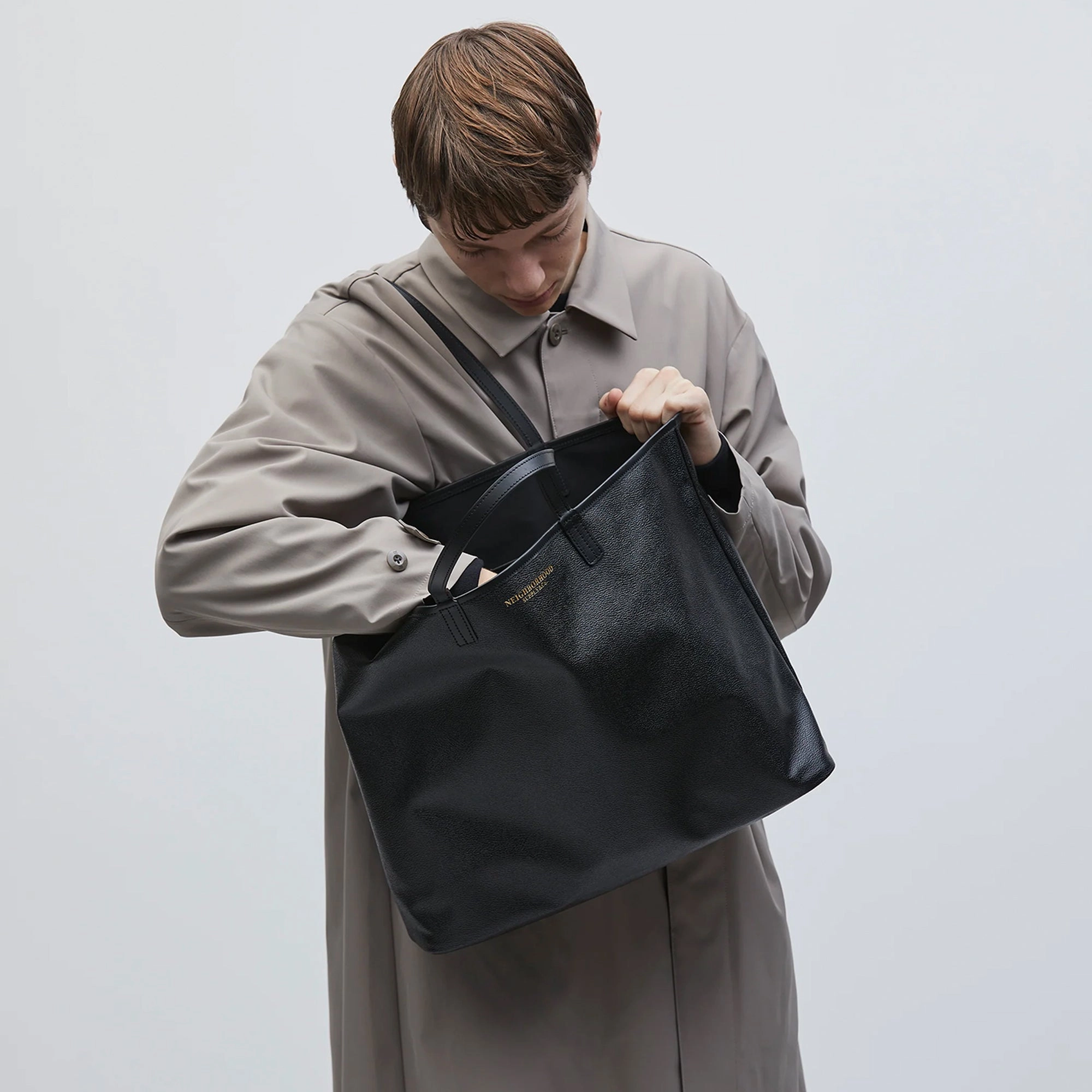 Neighborhood Coated Tote Bag Black  251TQNH-CG01