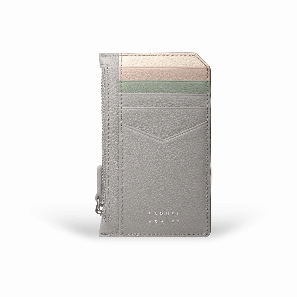 Nicky Leather Card Case with Zip Pocket