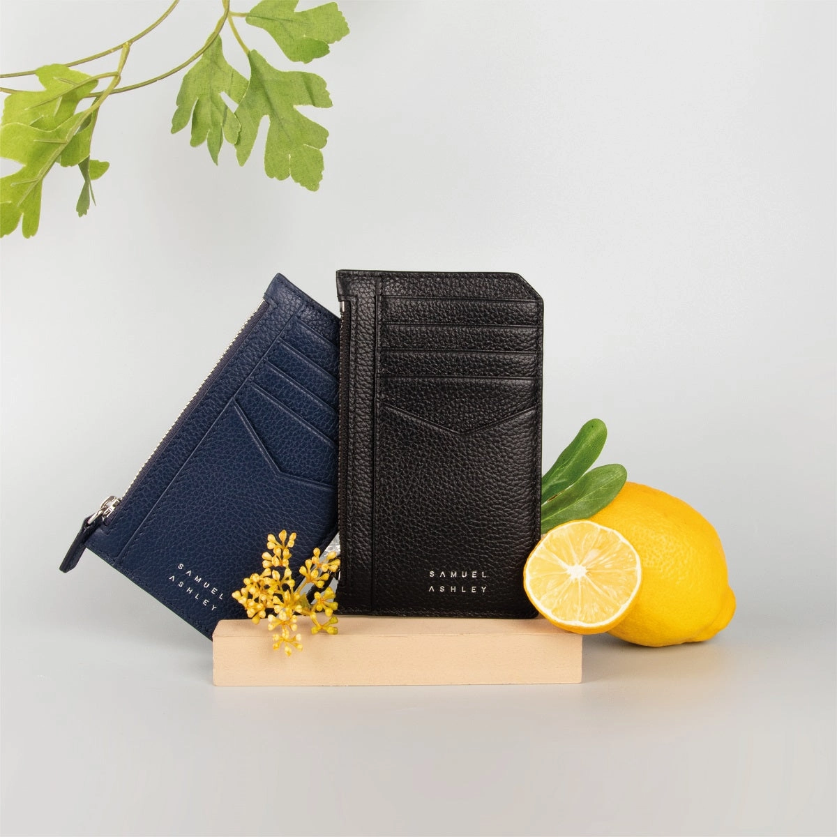 Nicky Leather Card Case with Zip Pocket