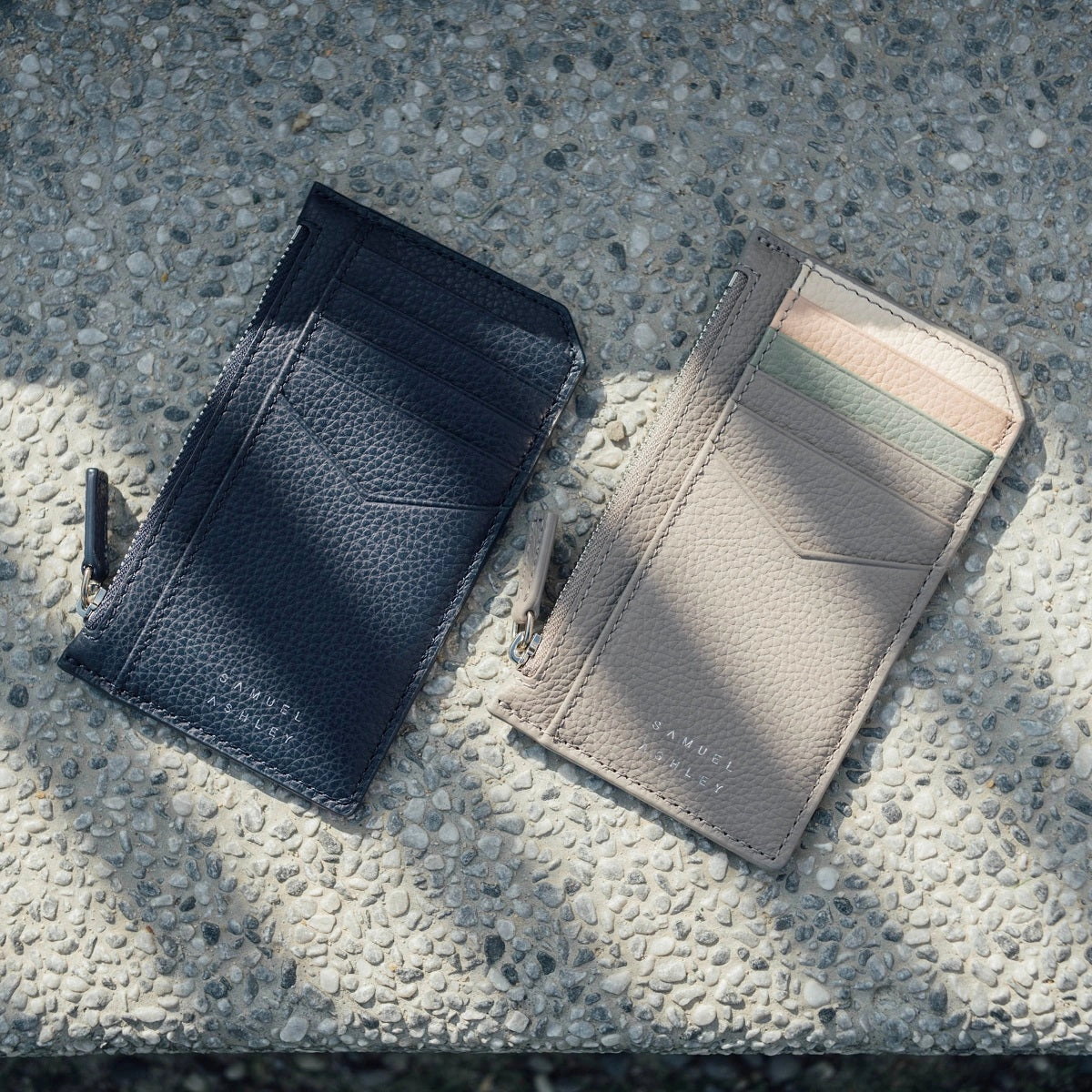 Nicky Leather Card Case with Zip Pocket