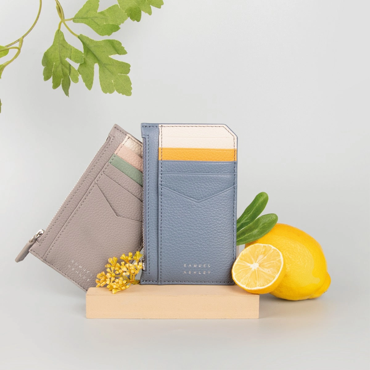 Nicky Leather Card Case with Zip Pocket