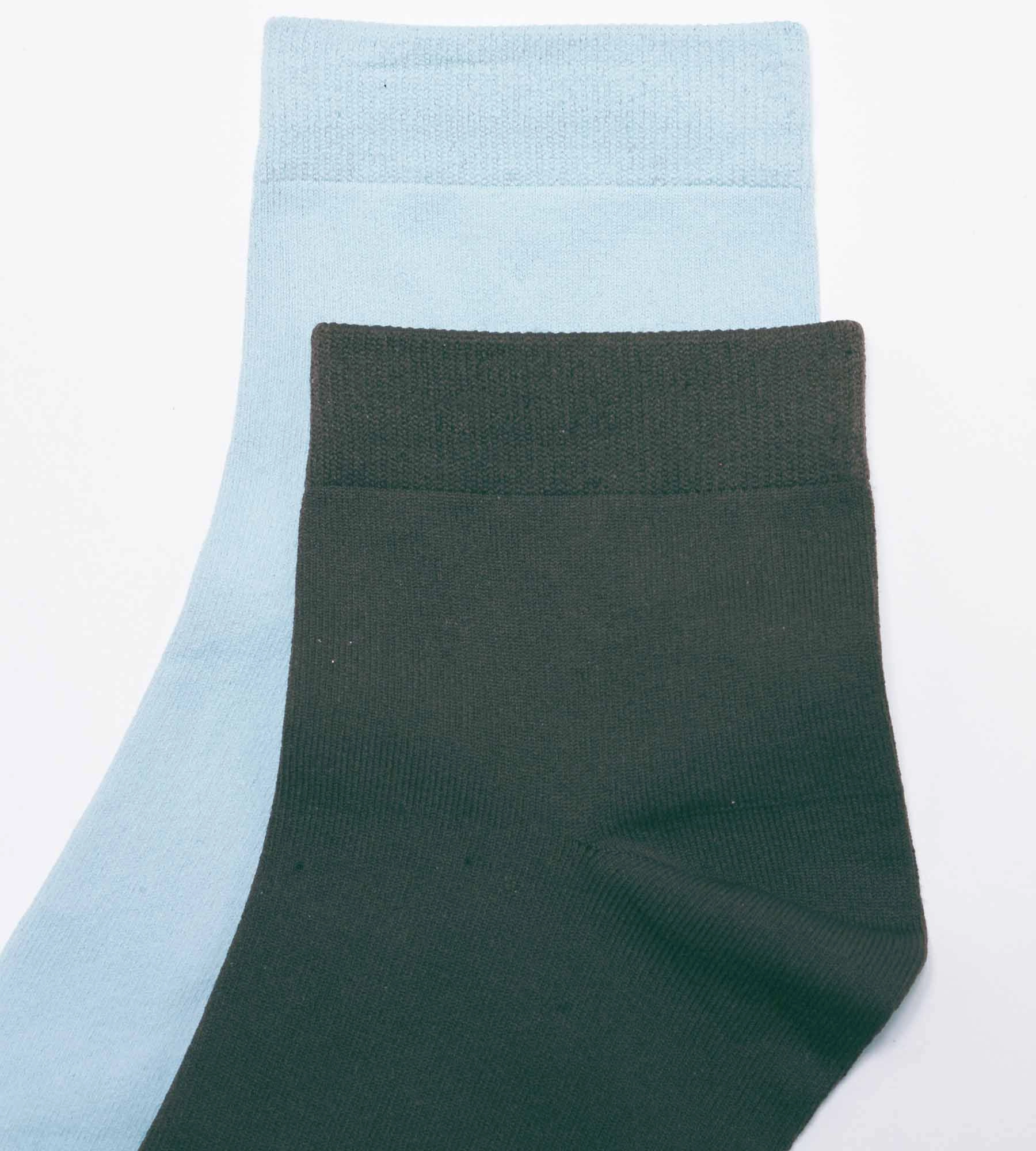 Pack of 2 pairs of women's microfibre socks in Green Blue Dim Skin
