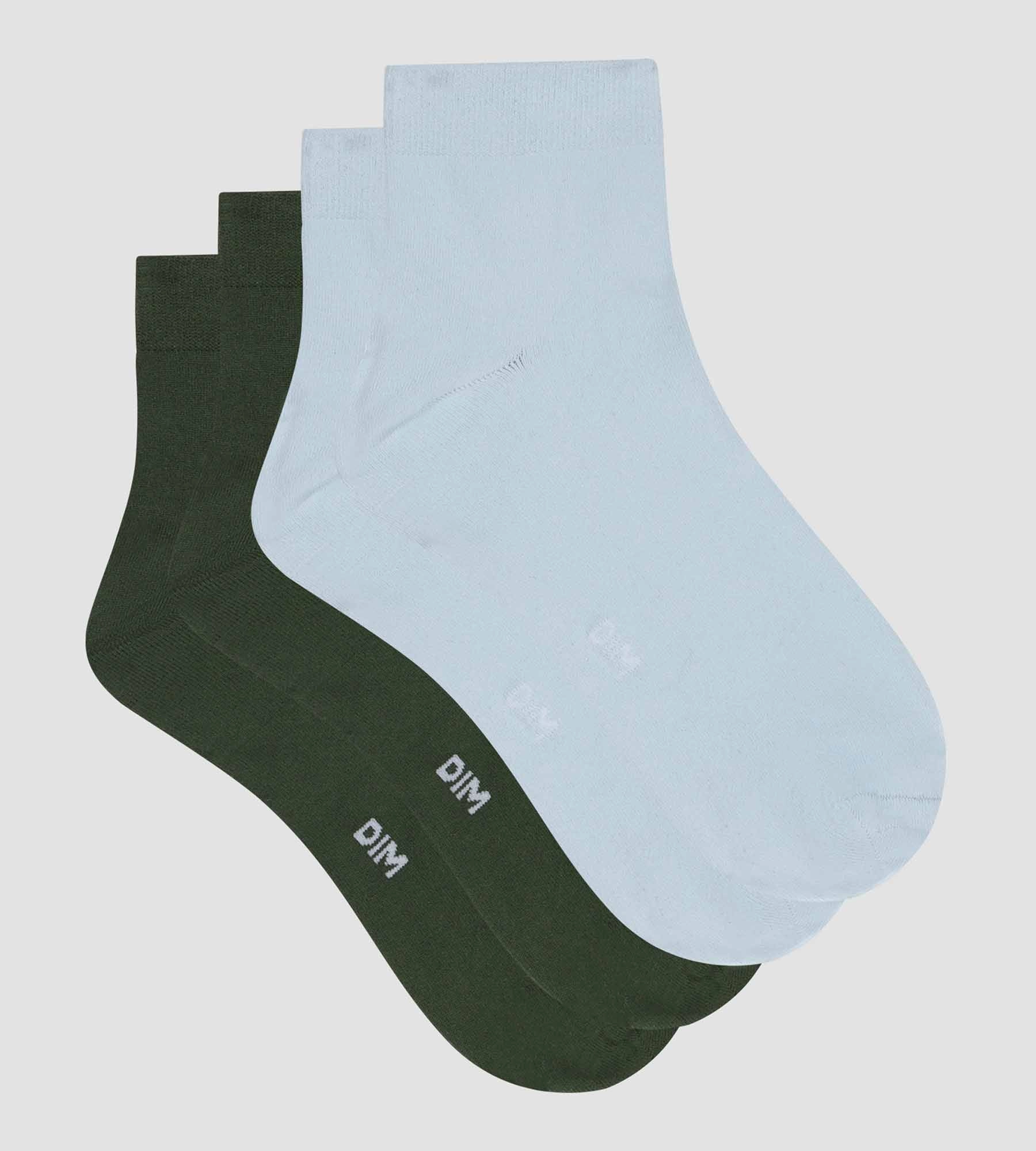 Pack of 2 pairs of women's microfibre socks in Green Blue Dim Skin