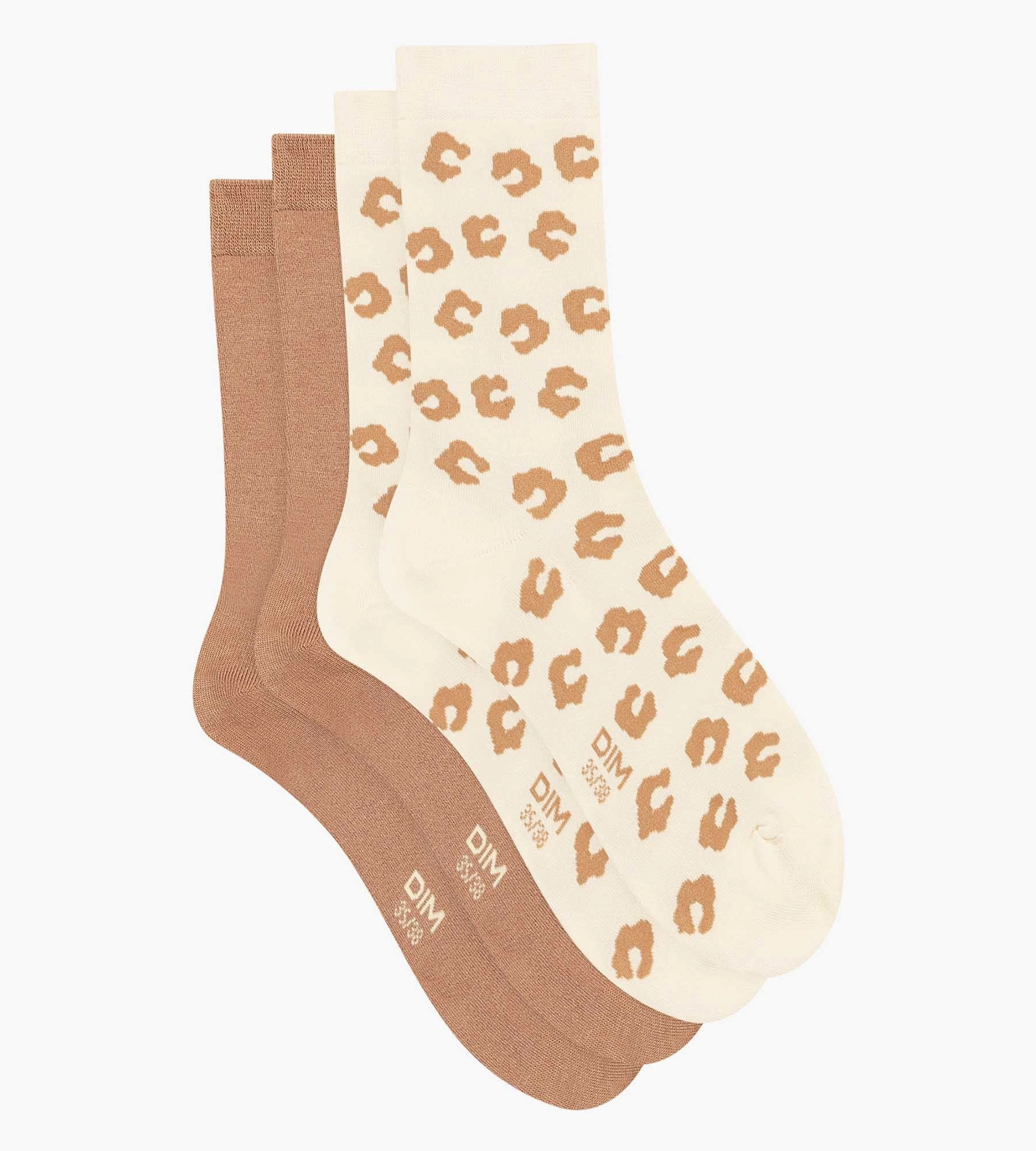 Pack of 2 Women's Flower Socks Cream Dim Bamboo