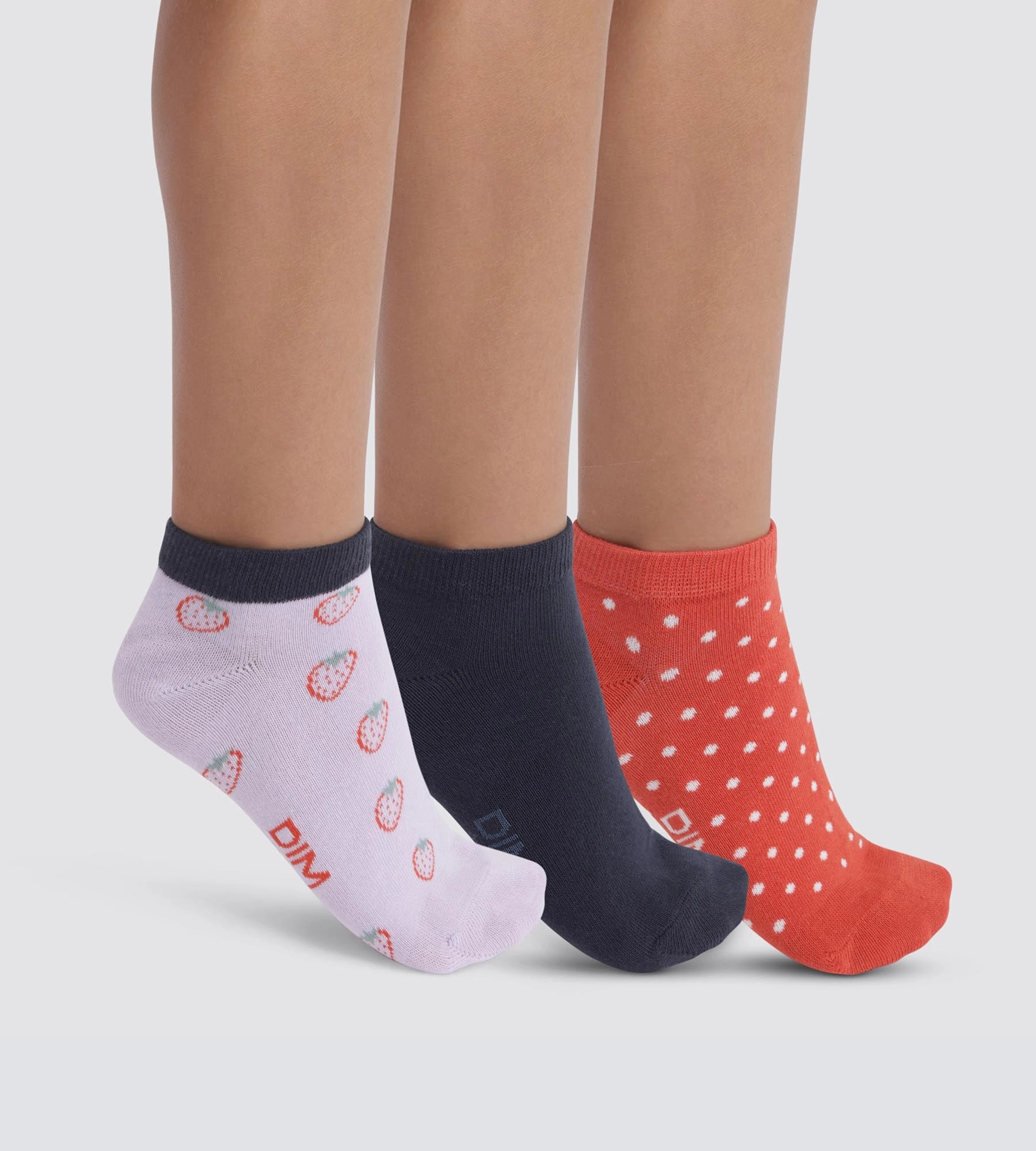 Pack of 3 pairs of Lila children's socks with strawberry pattern Cotton Style