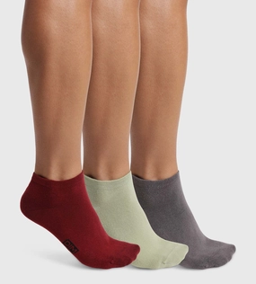 Pack of 3 pairs of men's socks Gray Red Sage Dim Cotton