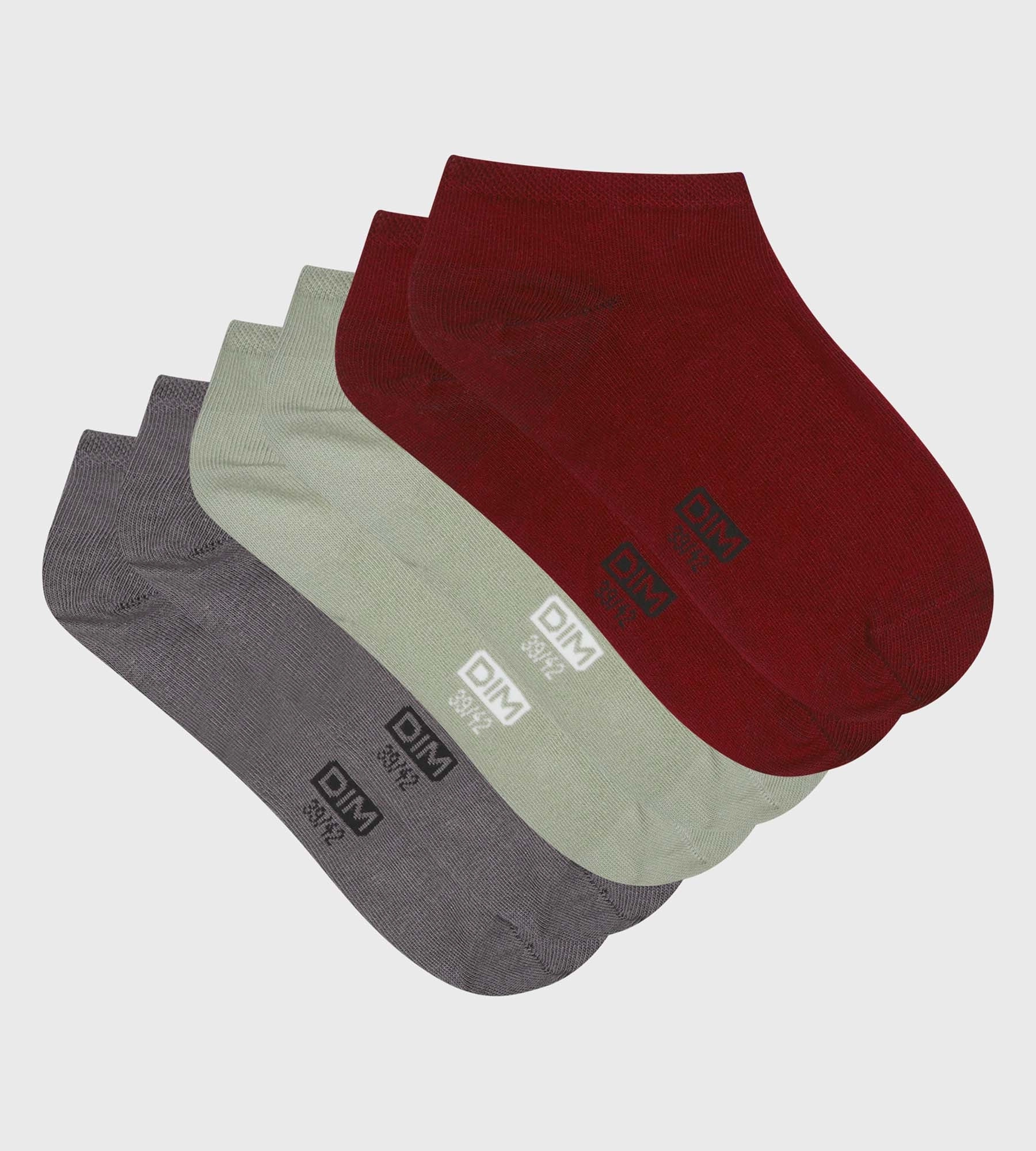 Pack of 3 pairs of men's socks Gray Red Sage Dim Cotton