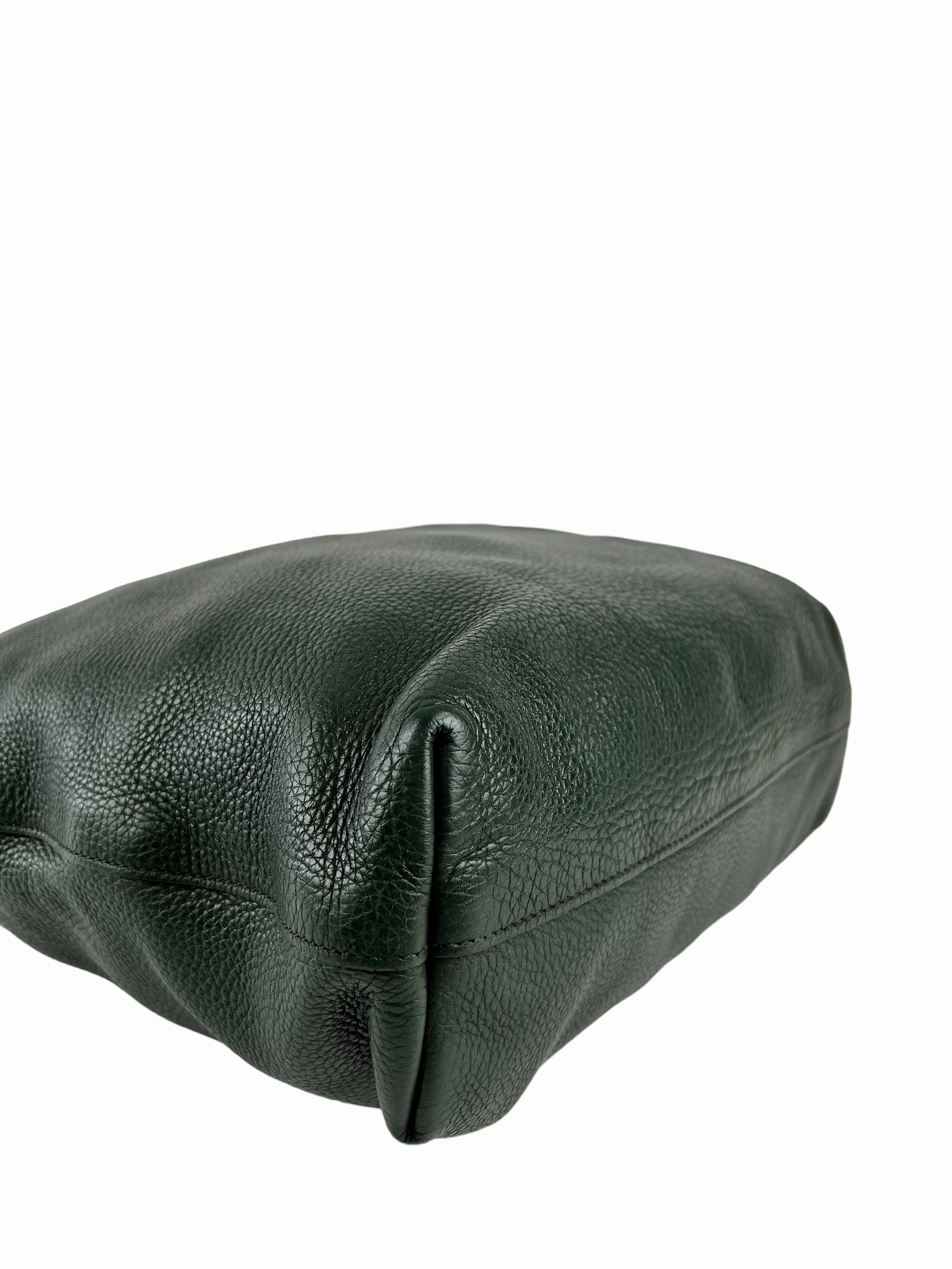 Prada Green Textured Leather Large Tote - with Crossbody Strap