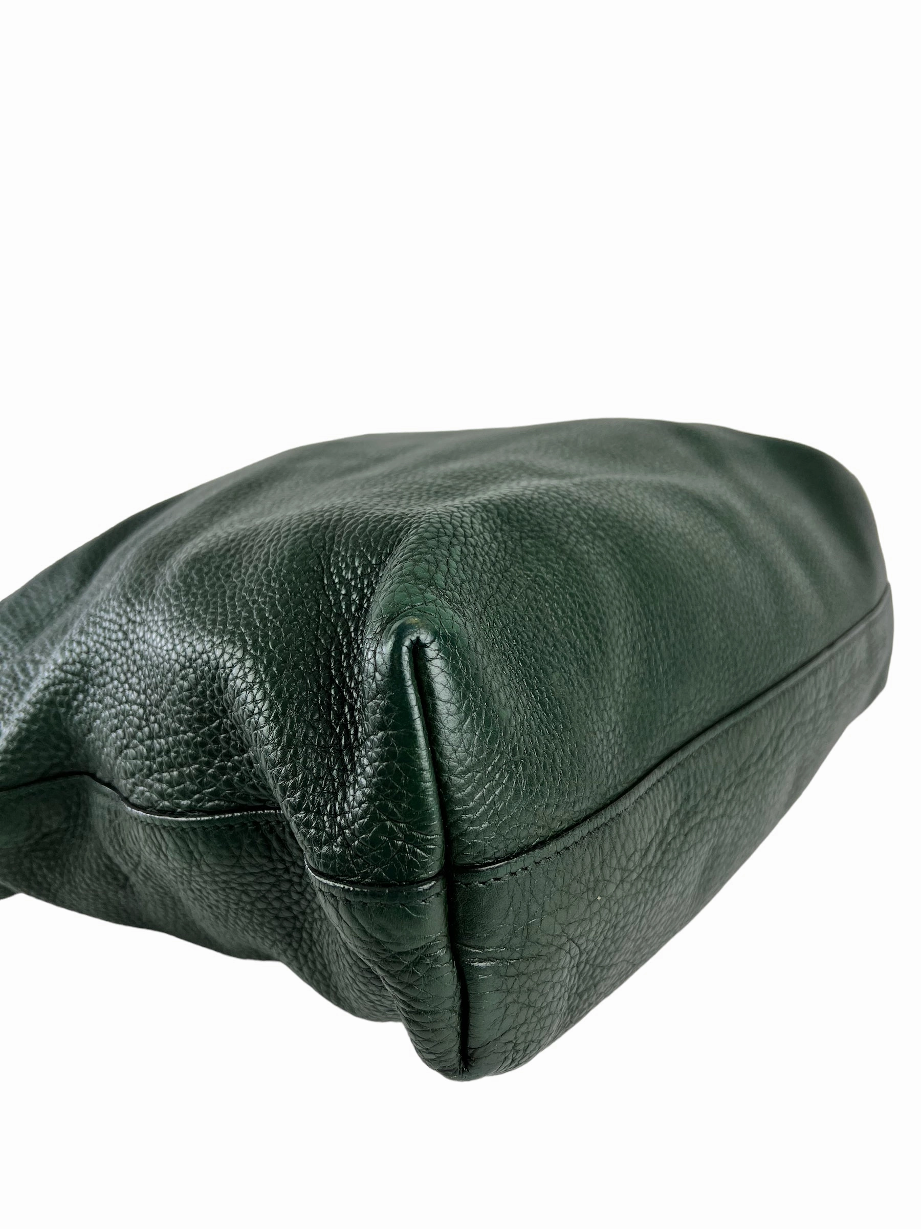 Prada Green Textured Leather Large Tote - with Crossbody Strap