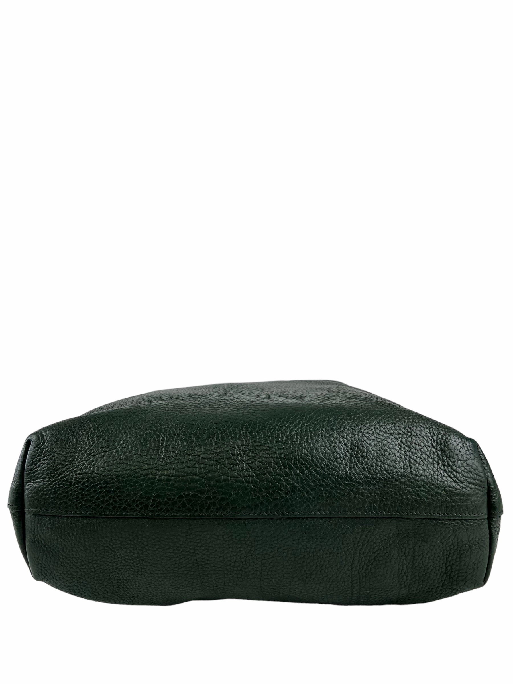 Prada Green Textured Leather Large Tote - with Crossbody Strap