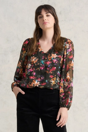 Printed Burnout Blouse - Brocante Print